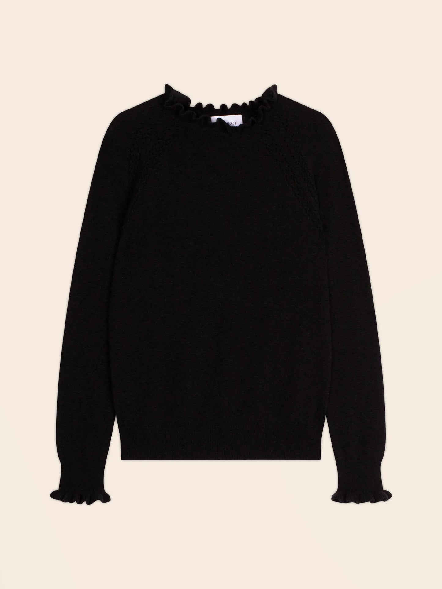 ARLENIA sweater crew neck volant poignet and col black