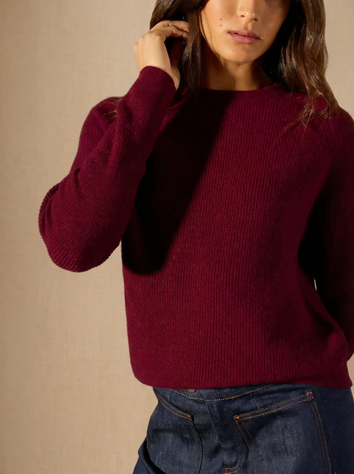 SOUNA sweater crew neck burgundy