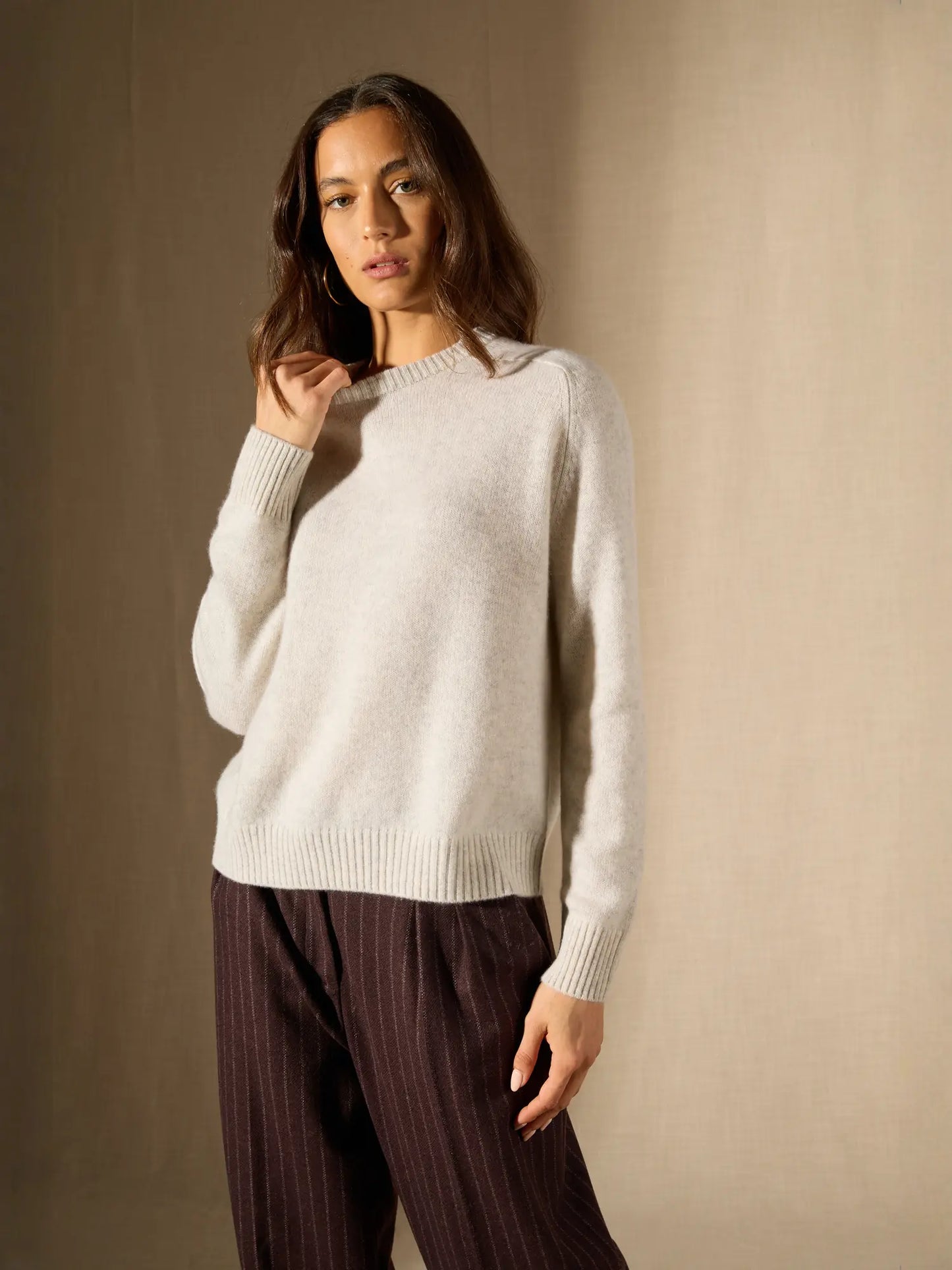 CASSIA sweater crew neck 4 ply heather pearl grey
