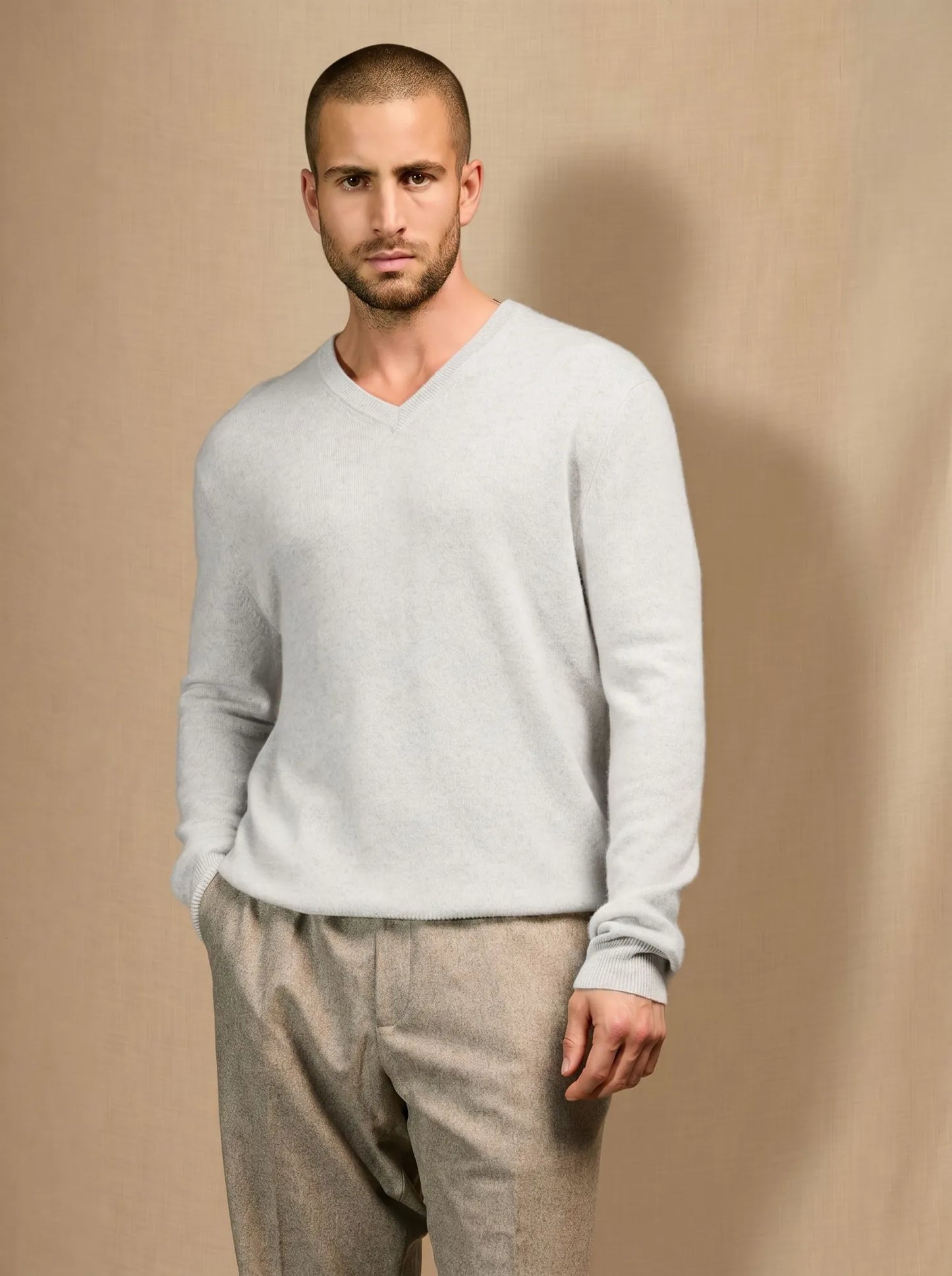 ALEXANDER sweater v-neck heather pearl grey
