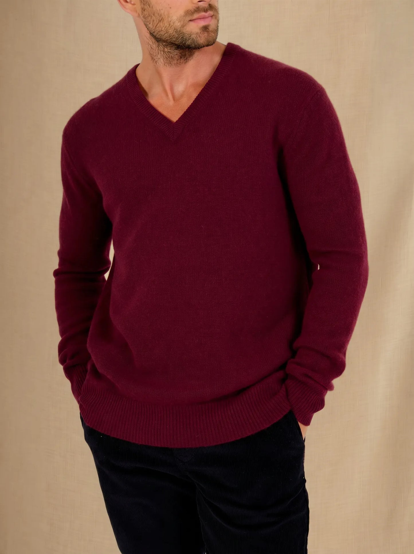 ENZO sweater v-neck 4 ply blackberry