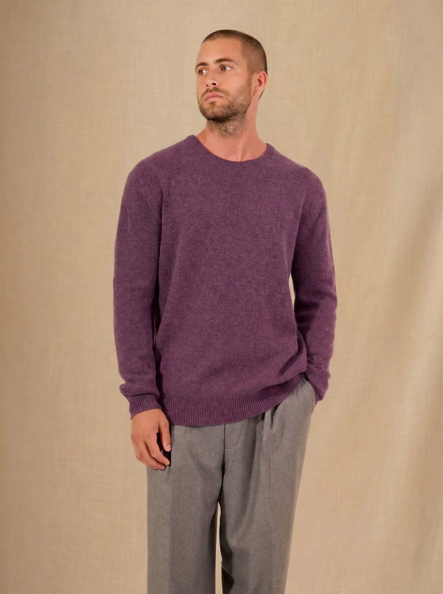 EDEN pullover rundhalsausschnitt 4-fädig violett meliert