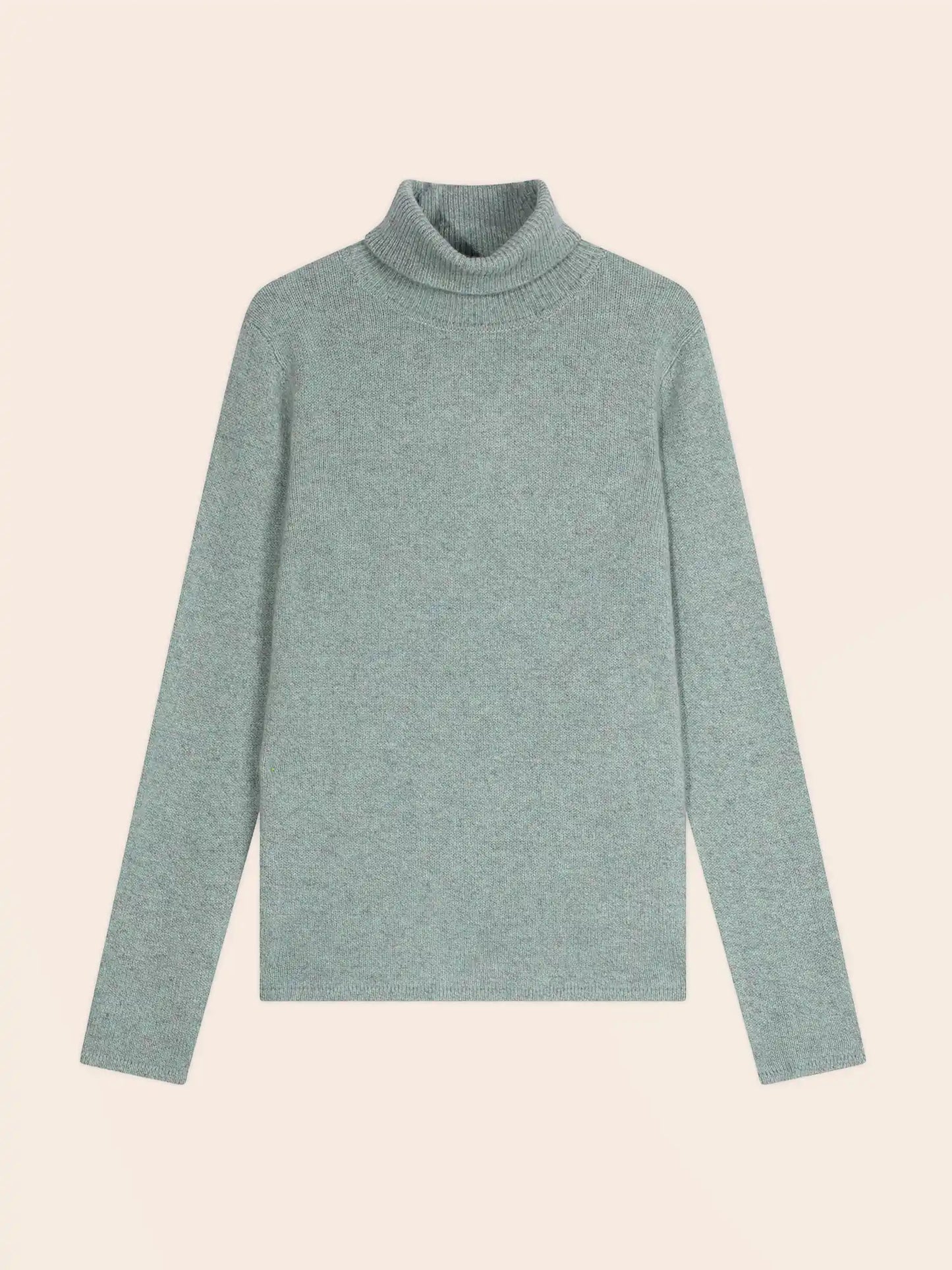 WILLOW sweater turtleneck 4 ply heather celadon