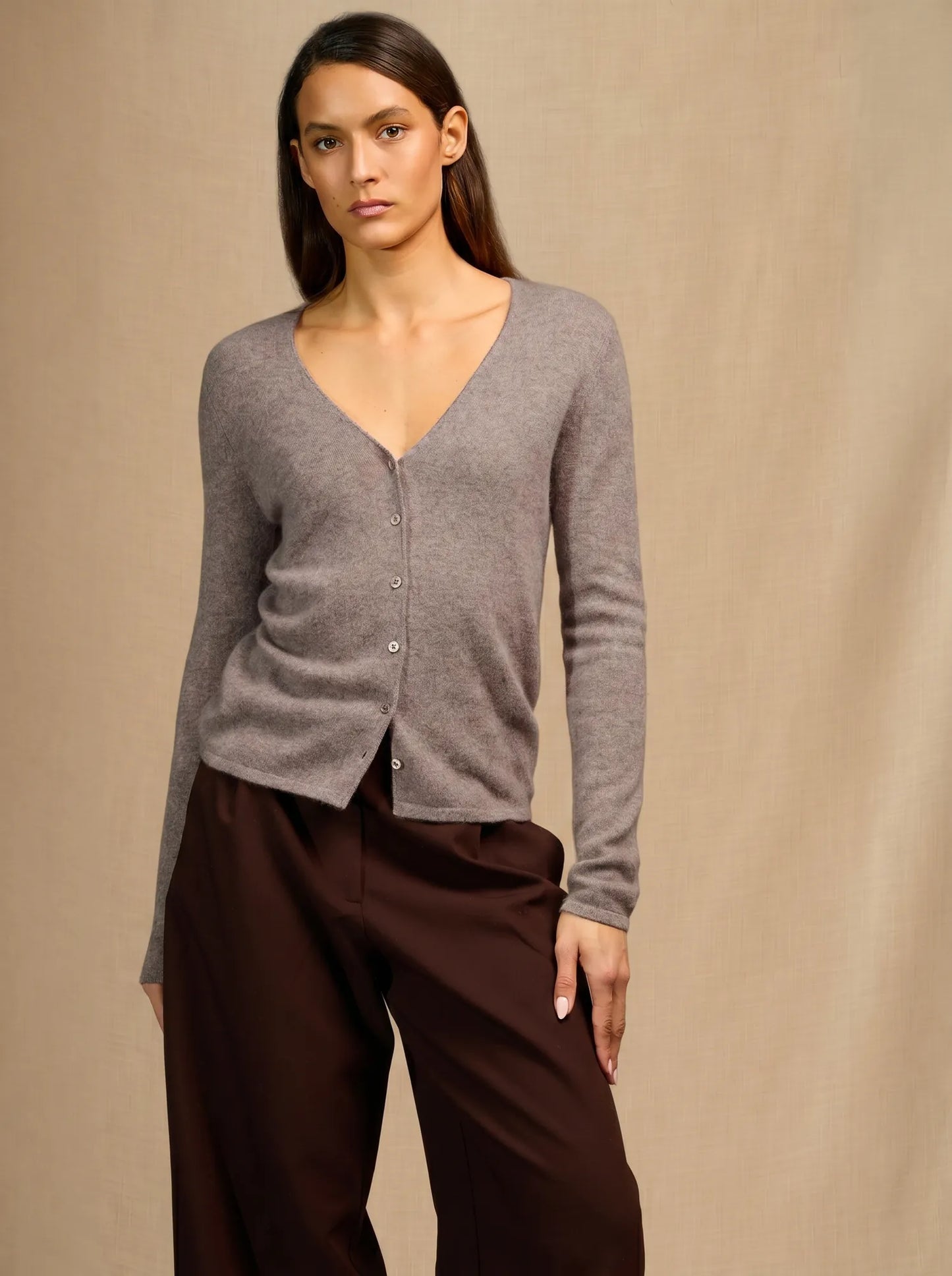 PAIGE cardigan v-neck heather caribou