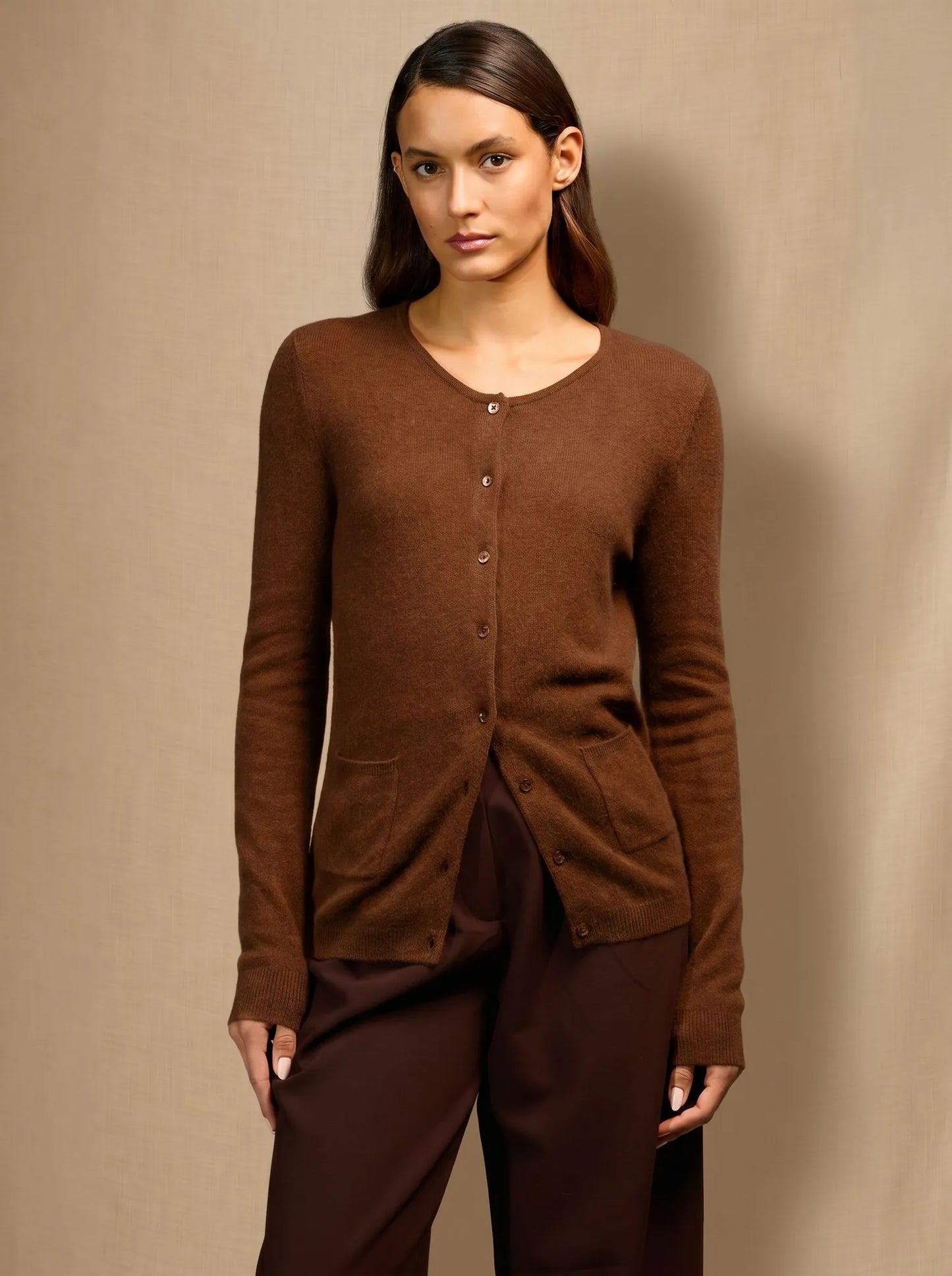 AMY cardigan crew neck cinnamon