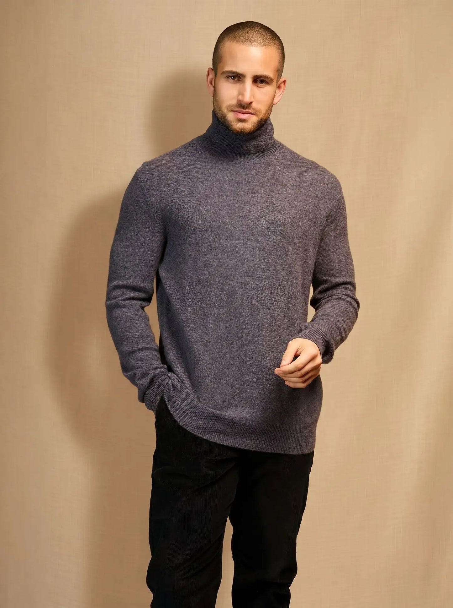 TREVOR pullover rollkragen violett grau meliert