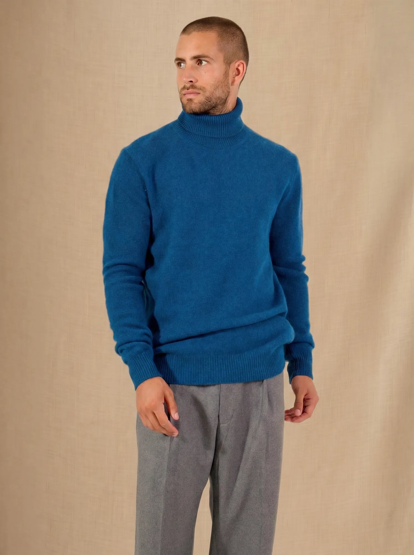 MARIUS sweater turtleneck 4 ply heather atlantic