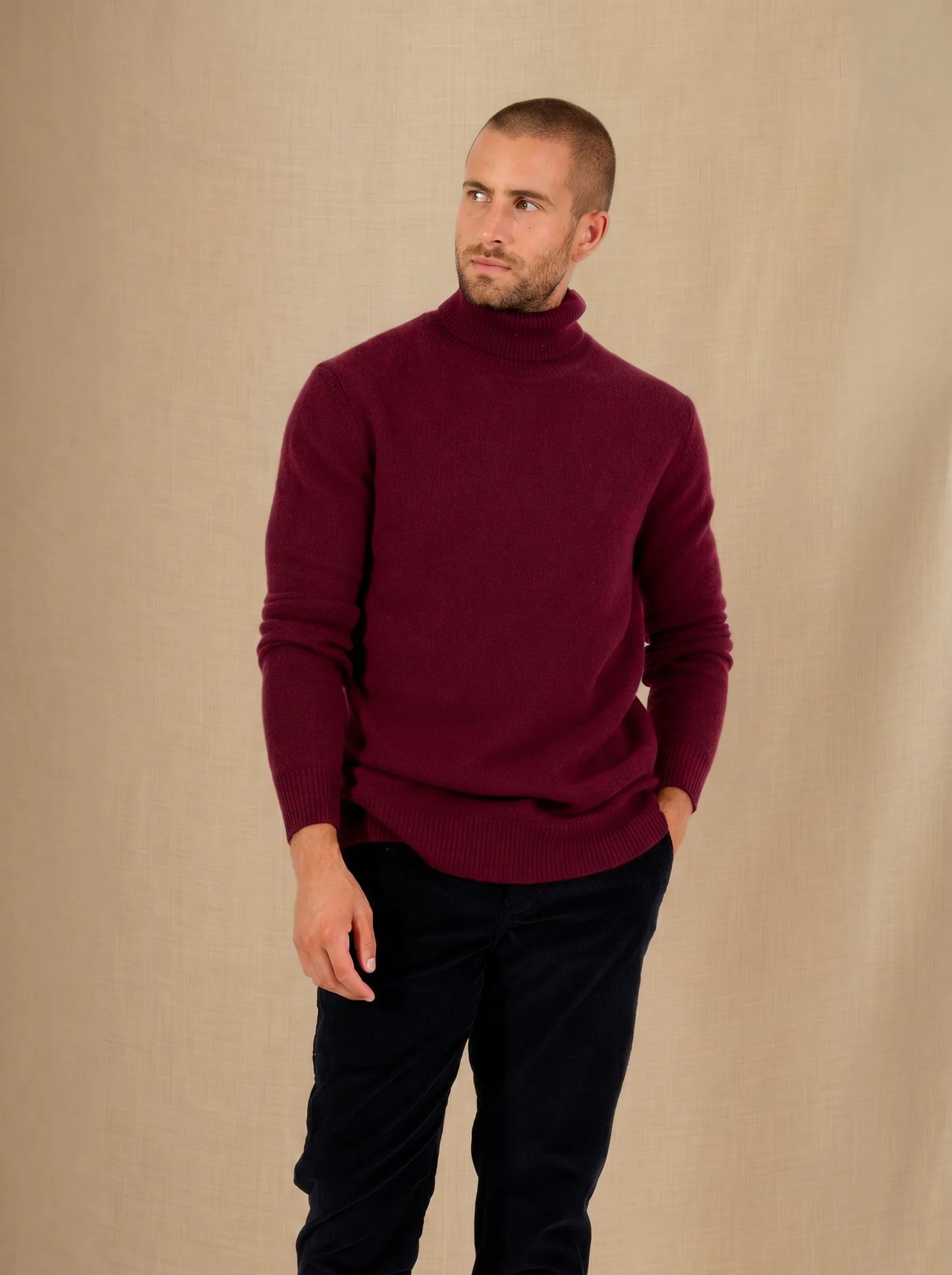 MARIUS pullover rollkragen 4-fädig mûre