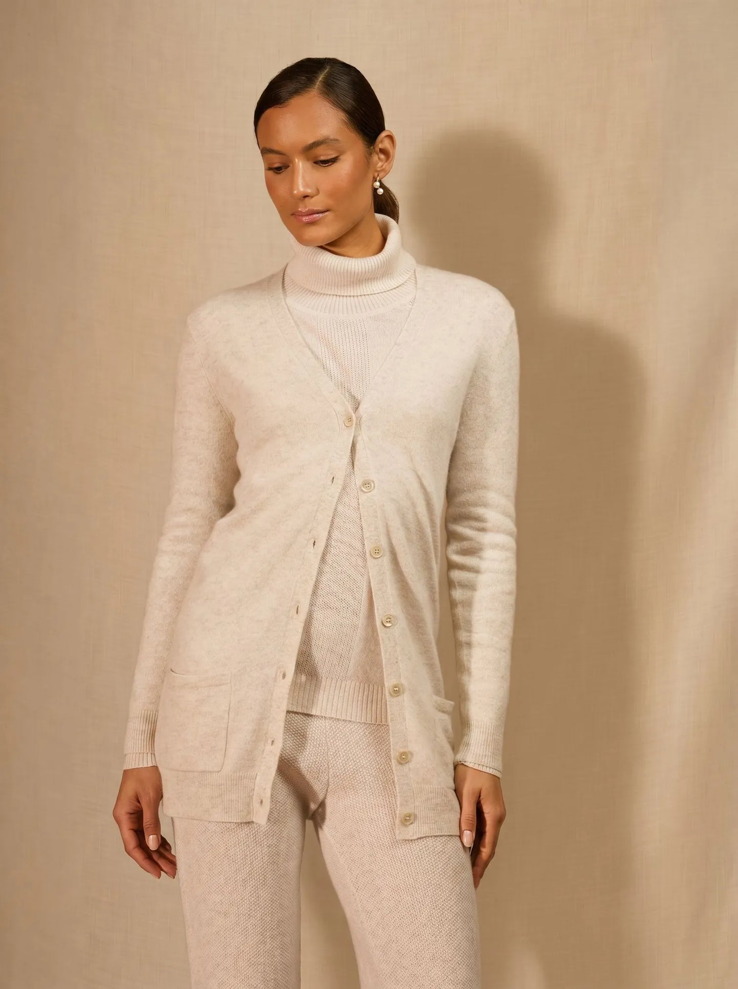 PEARL strickjacke v-ausschnitt perlgrau meliert
