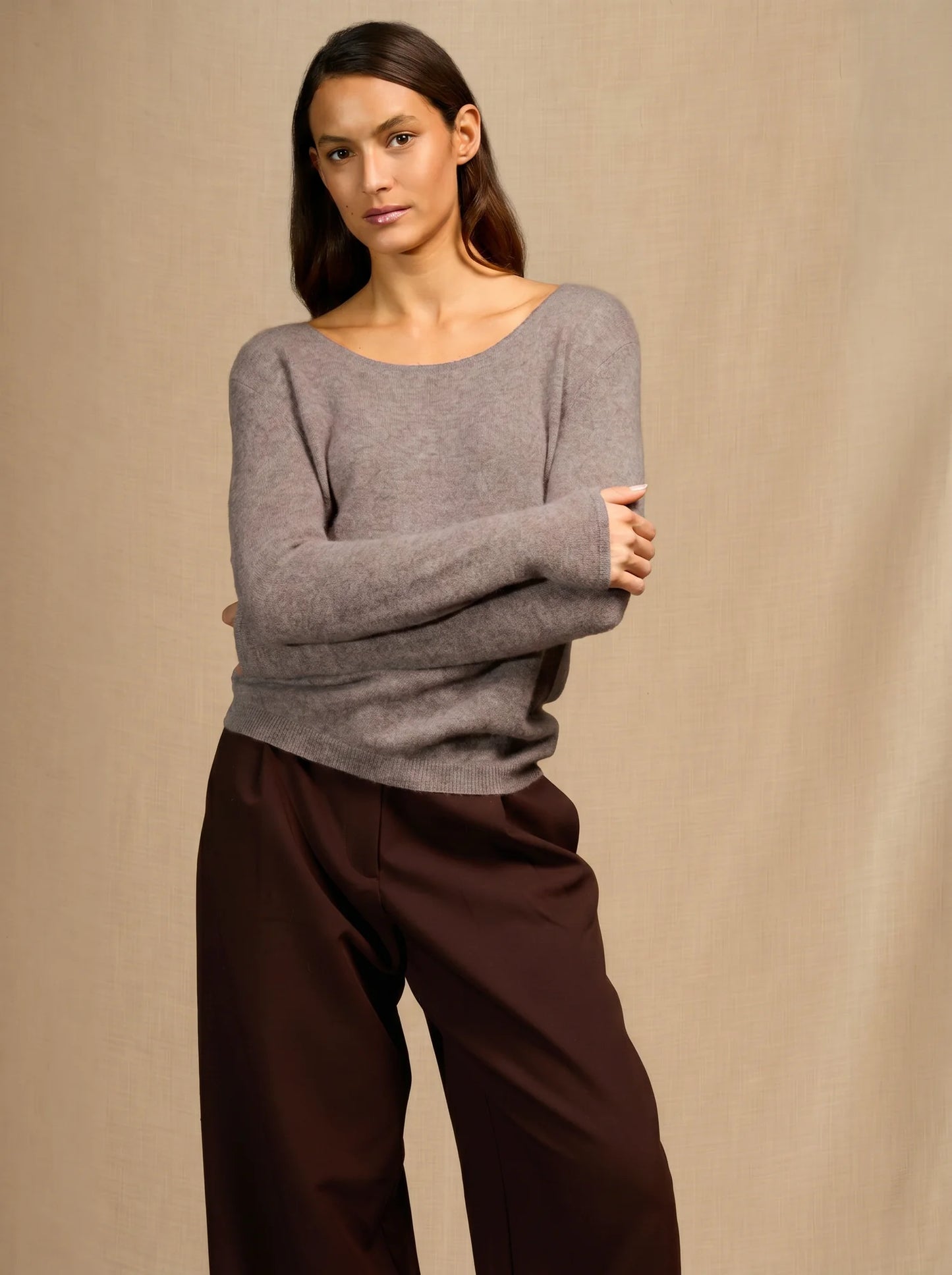 LINDSAY sweater crew neck heather caribou