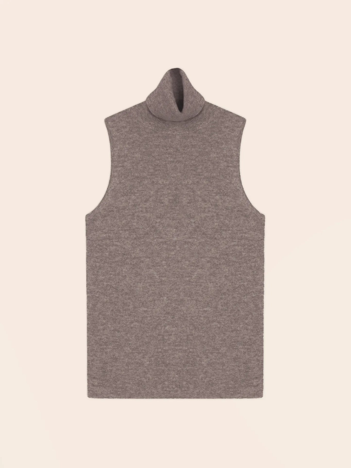 MARY pullover rollkragen ärmellos caribou meliert