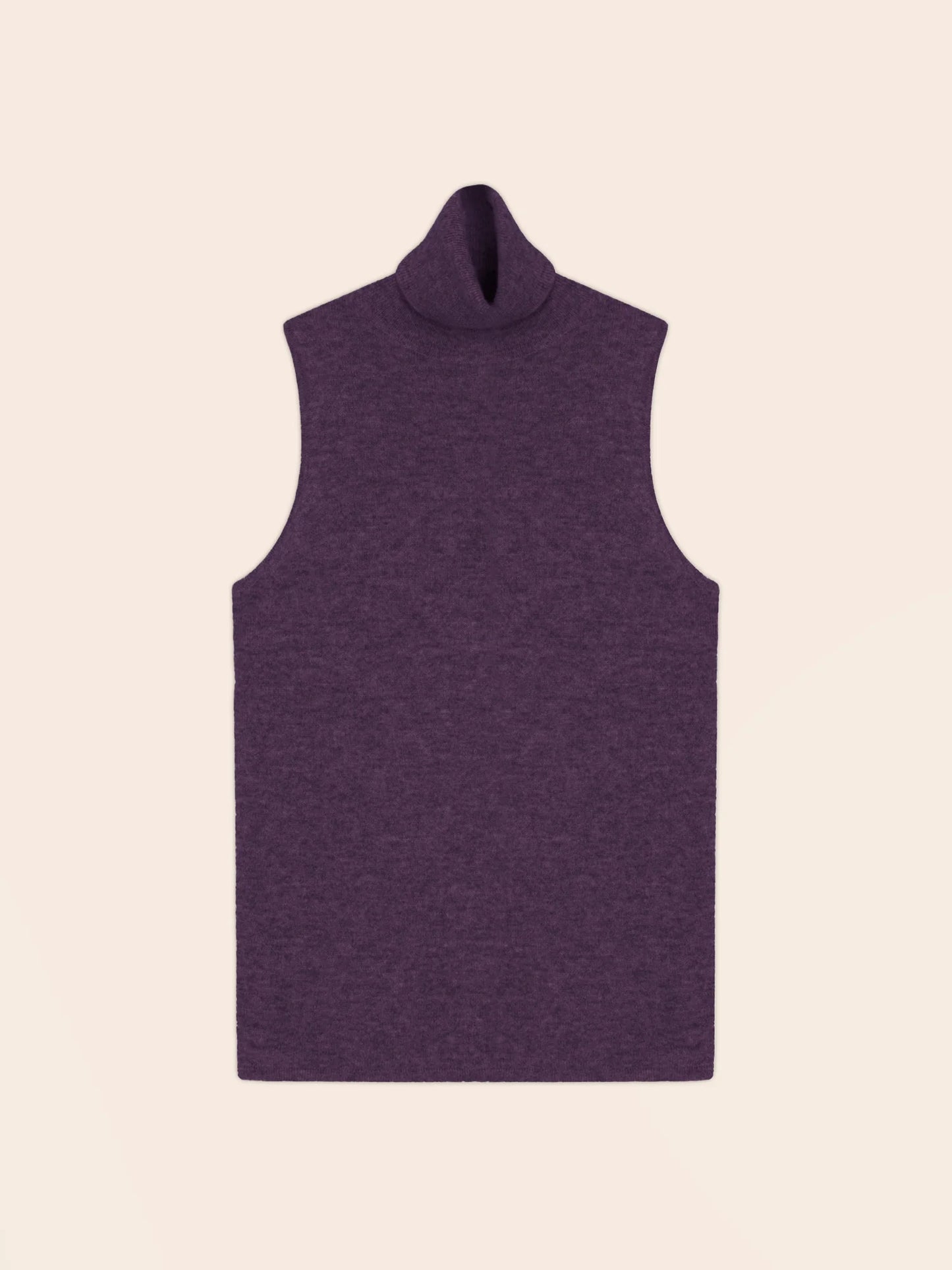 MARY pullover rollkragen ärmellos violett meliert