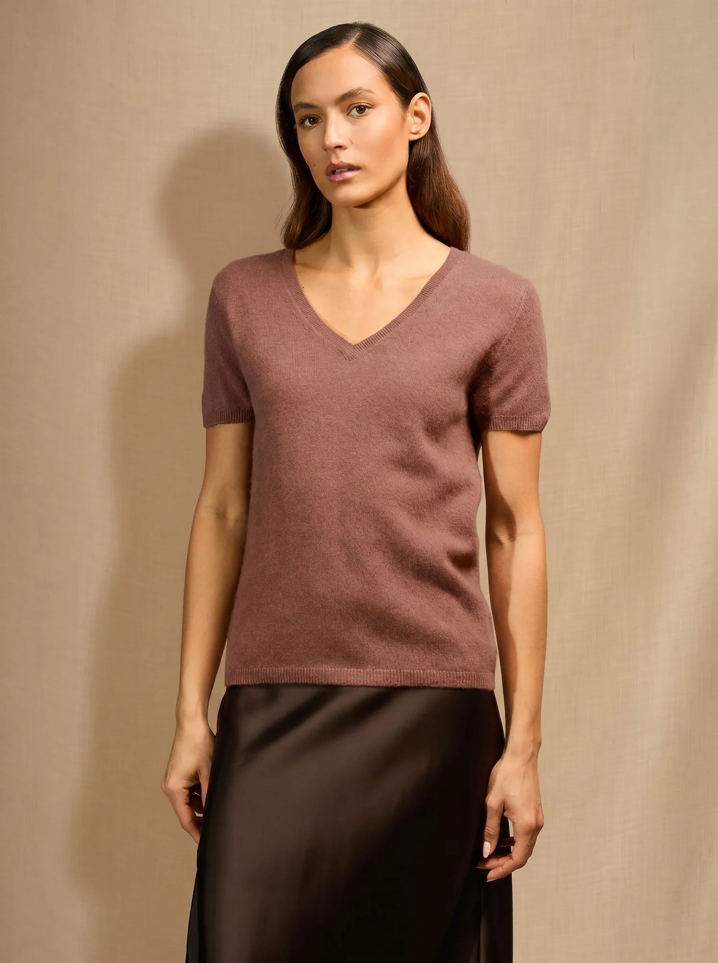 EFIMIA t-shirt v-neck terracotta
