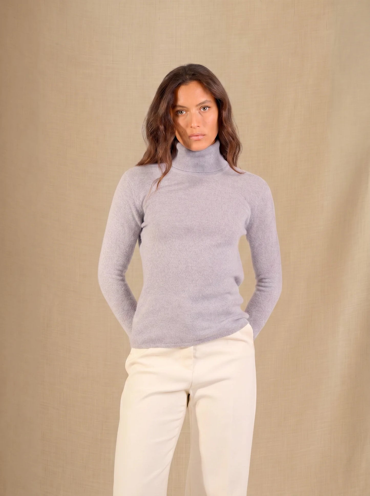 ASHLEY sweater turtleneck ivory blue