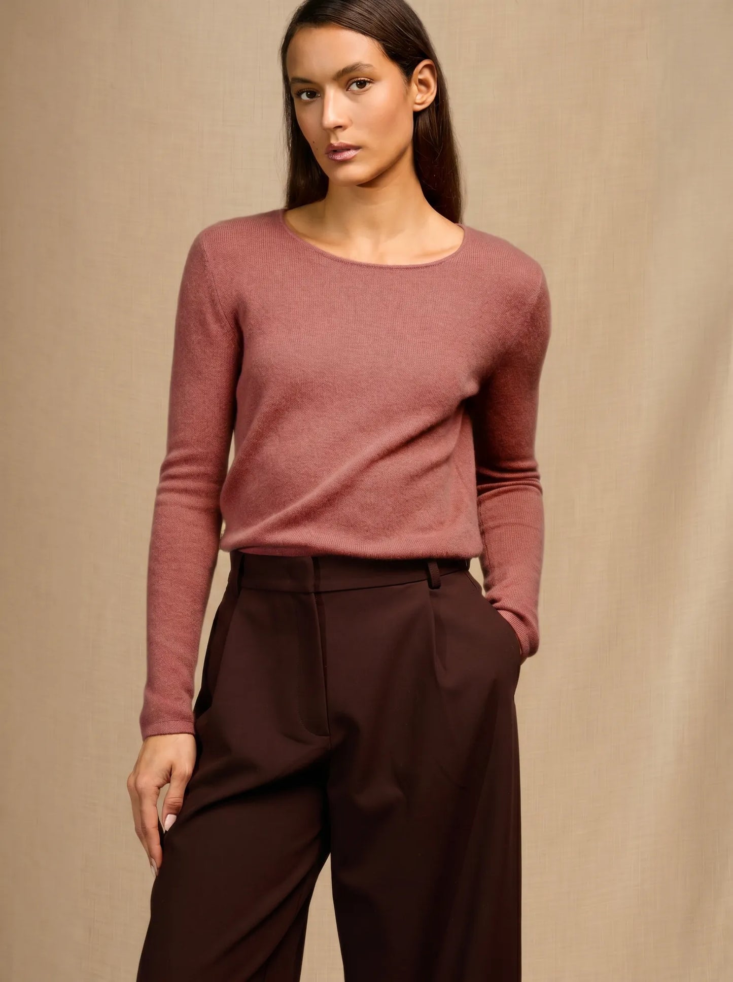 OPRAH pullover rundhalsausschnitt ziegelrot