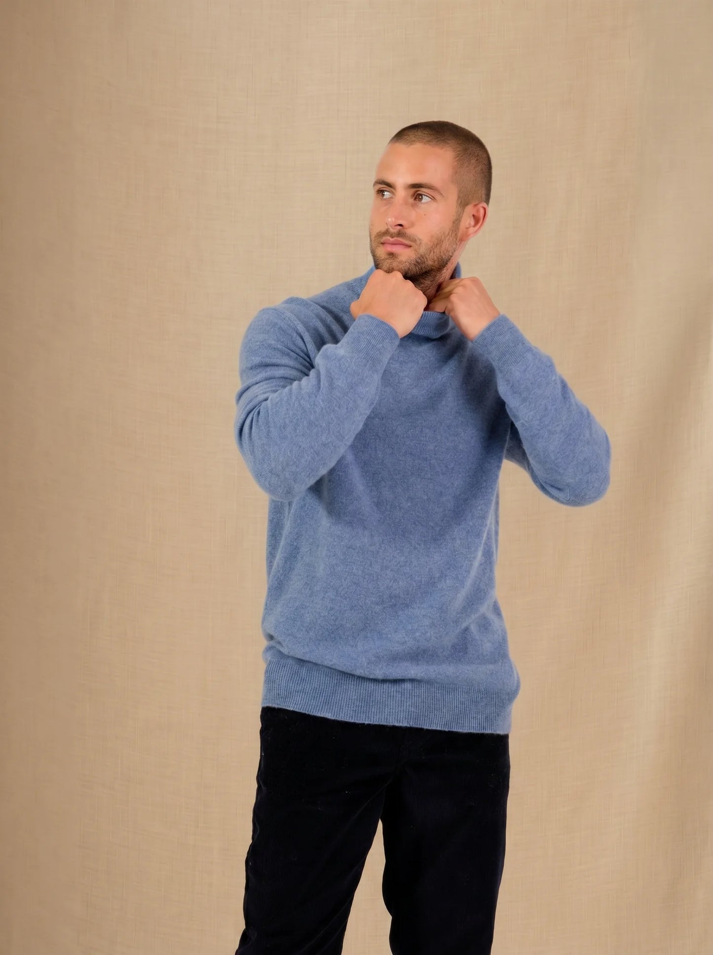 TREVOR sweater turtleneck heather petrol