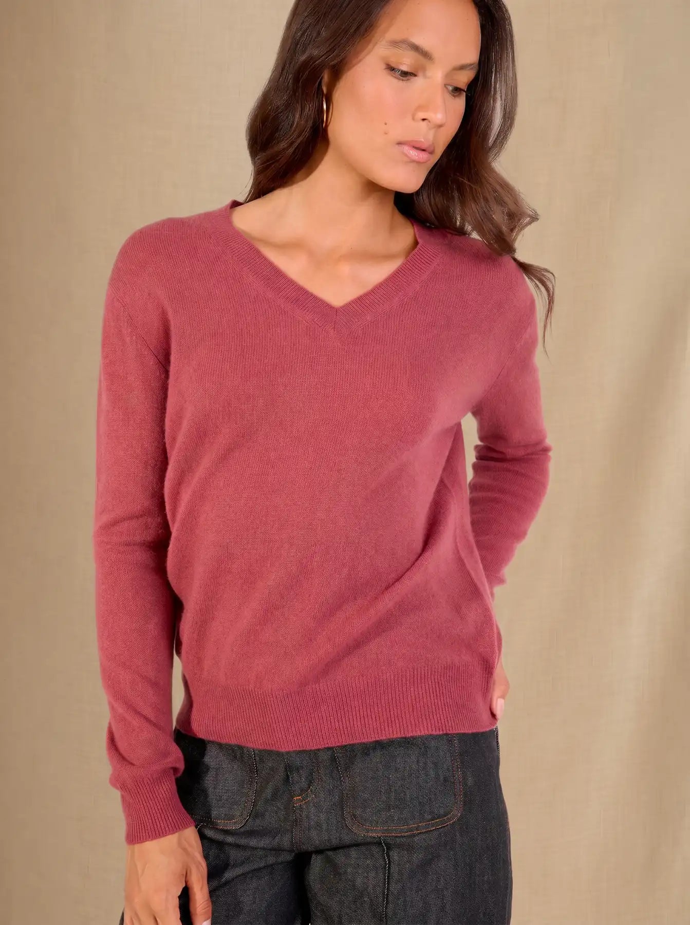 KALIE sweater v-neck terracotta