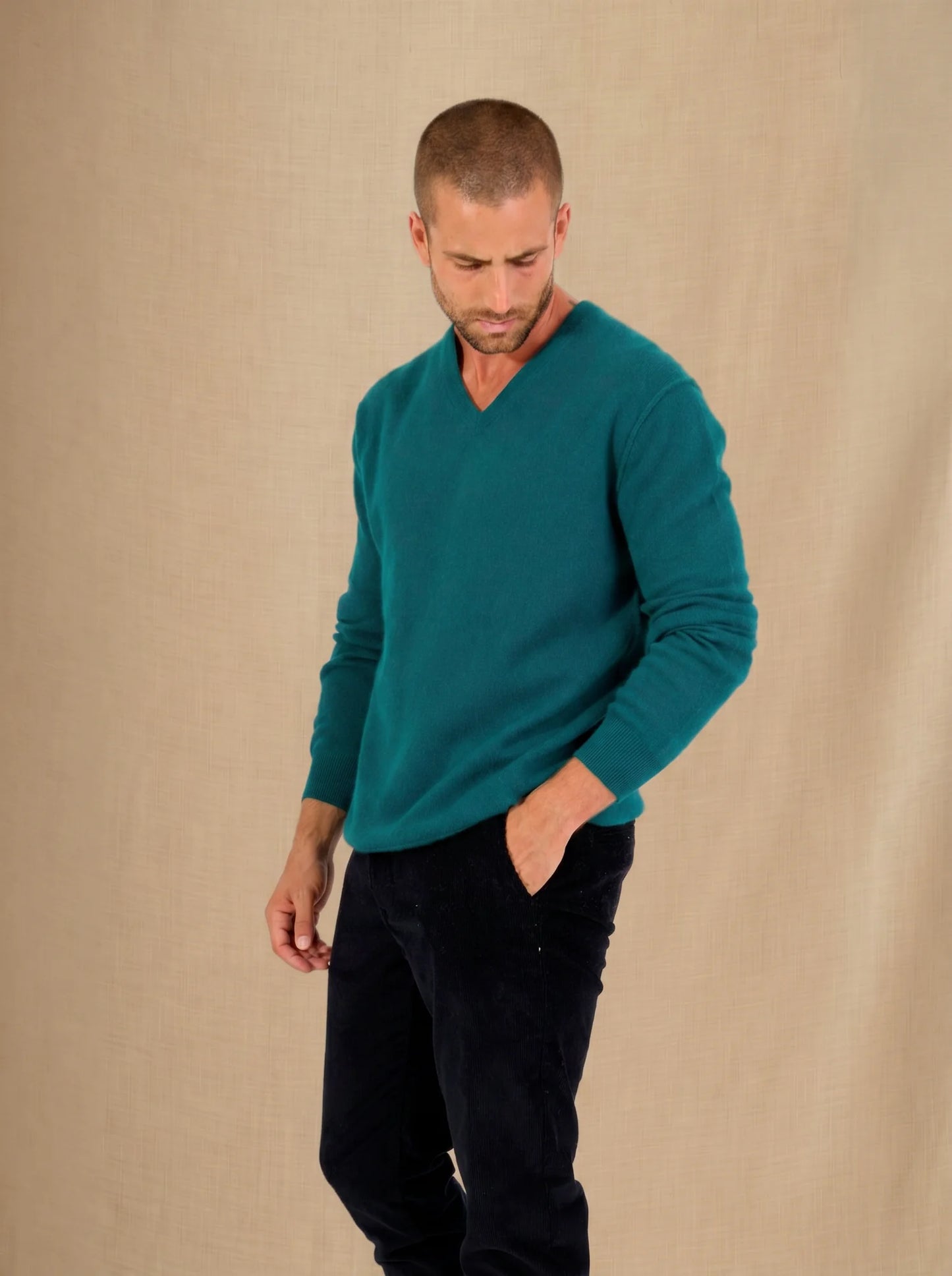 LORENZO sweater v-neck english green