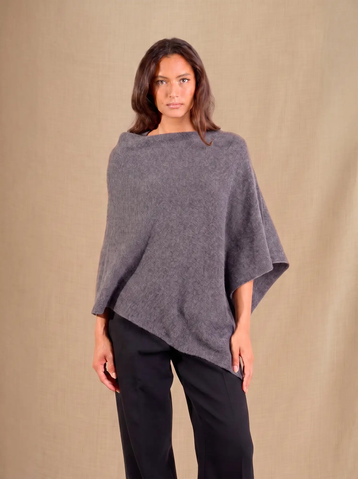GEORGIA poncho 4 ply heather charcoal