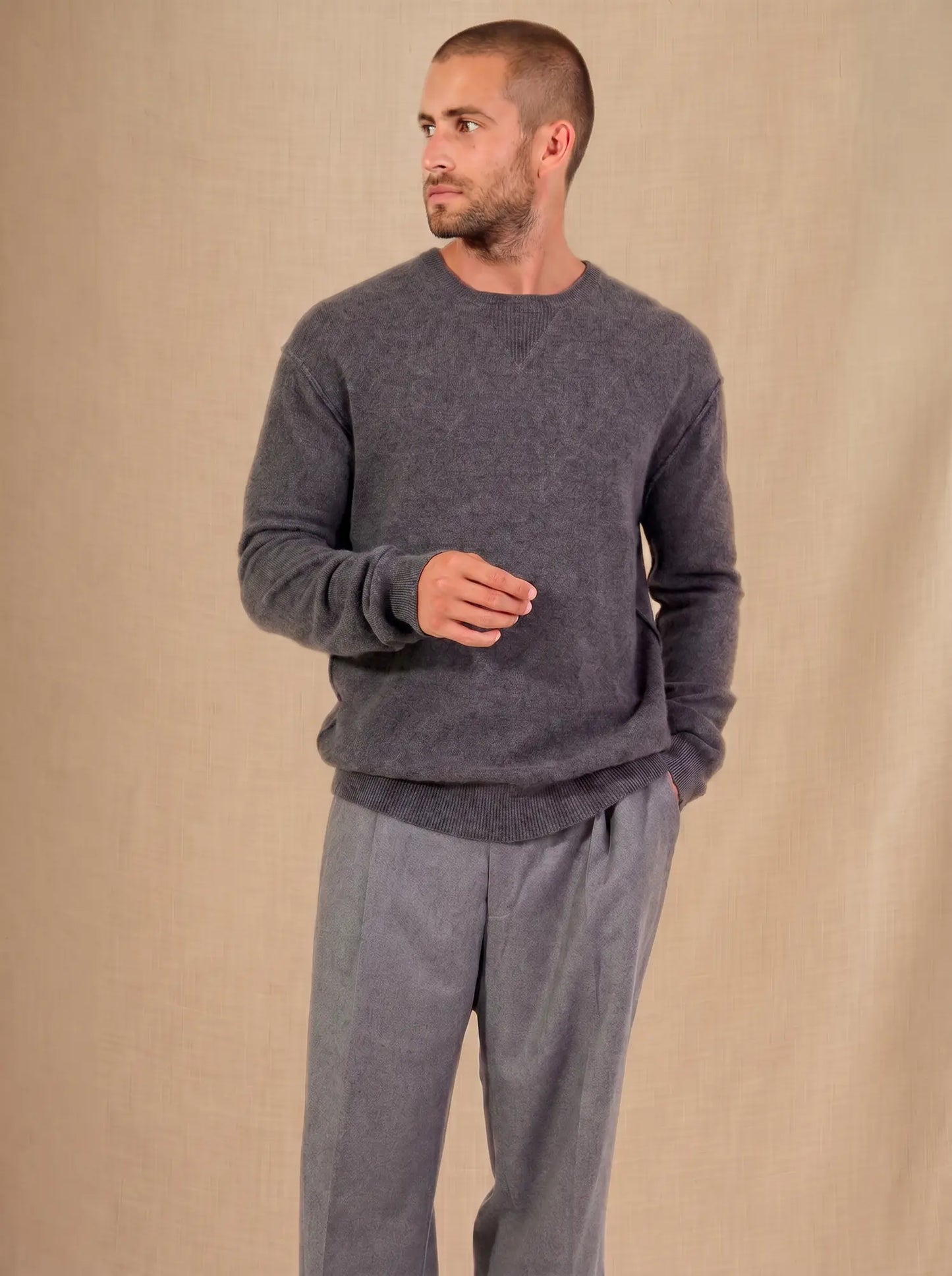 SOAN pullover rundhalsausschnitt anthrazit meliert