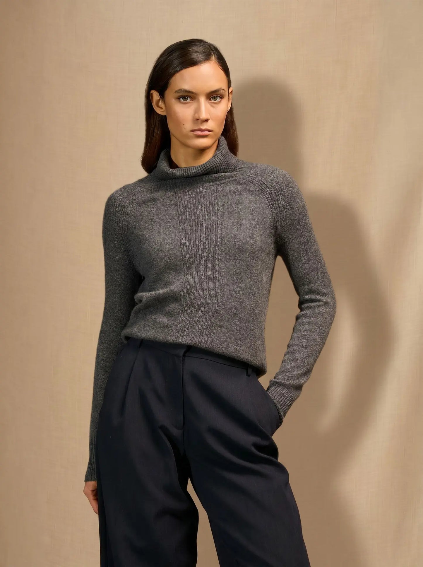 FLORIVIEN pullover rollkragen anthrazit meliert