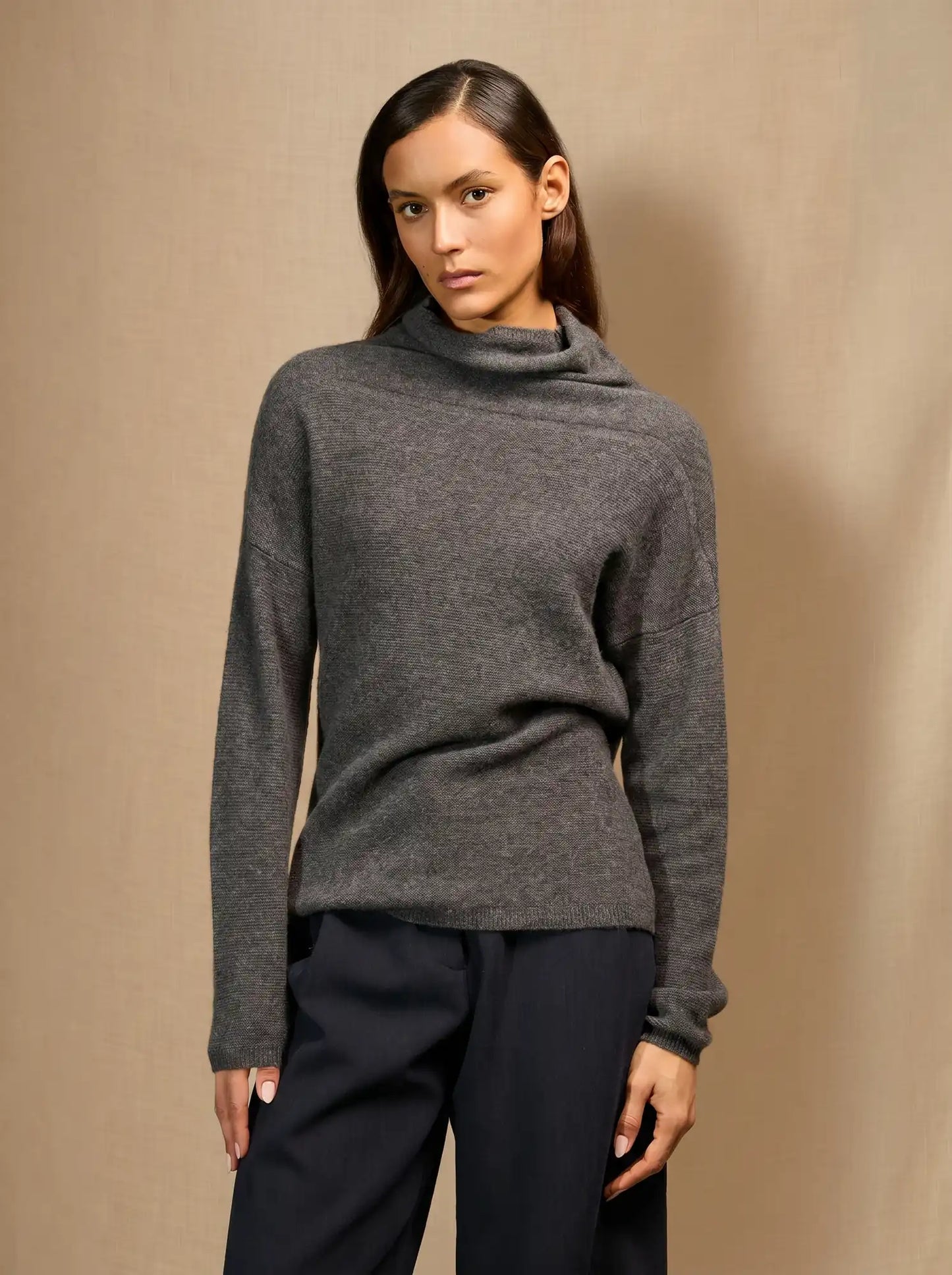 CEVARO sweater turtleneck heather charcoal