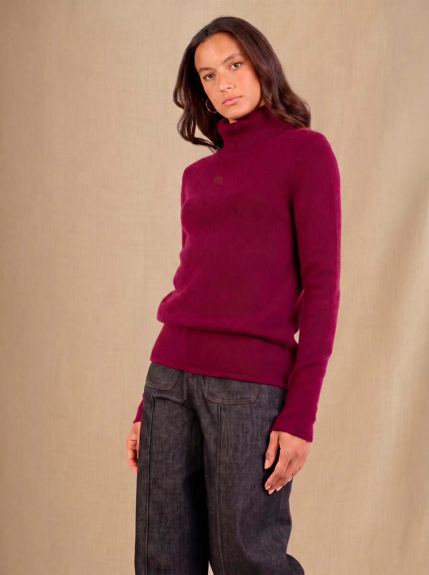WILLOW sweater turtleneck 4 ply burgundy