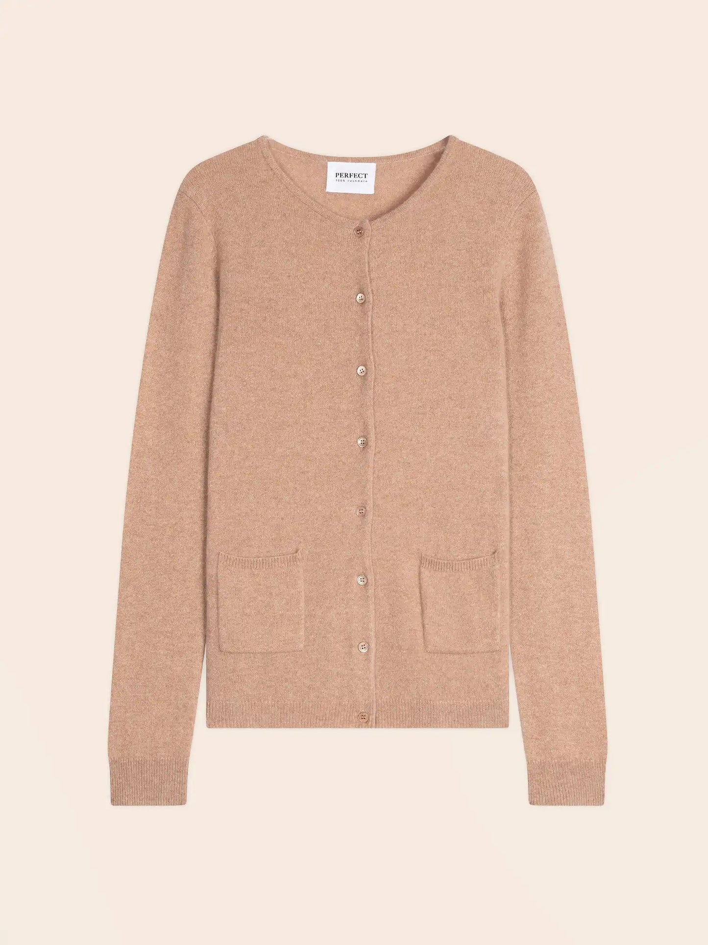 AMY strickjacke rundhalsausschnitt camel meliert