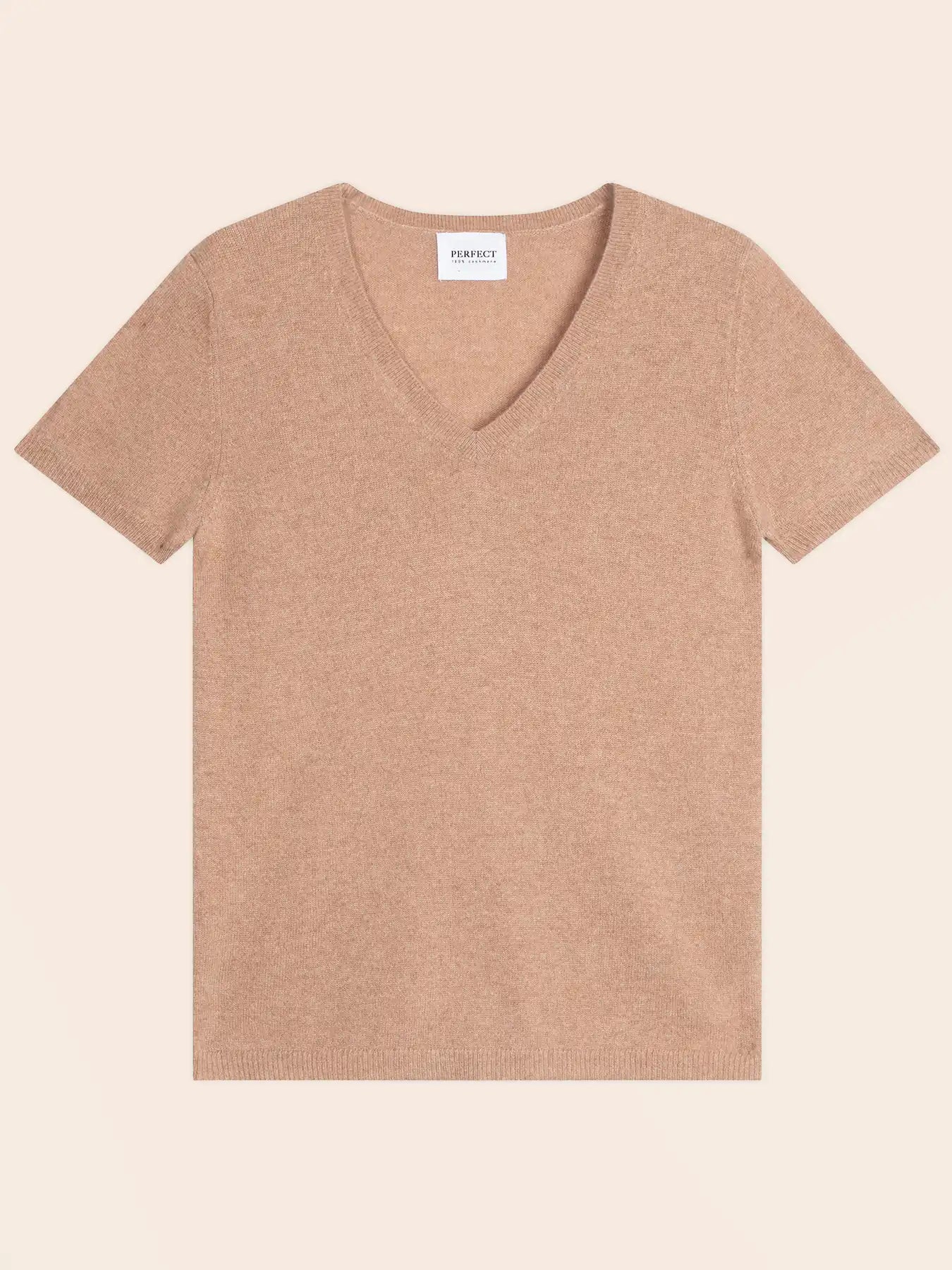EFIMIA t-shirt v-neck heather camel