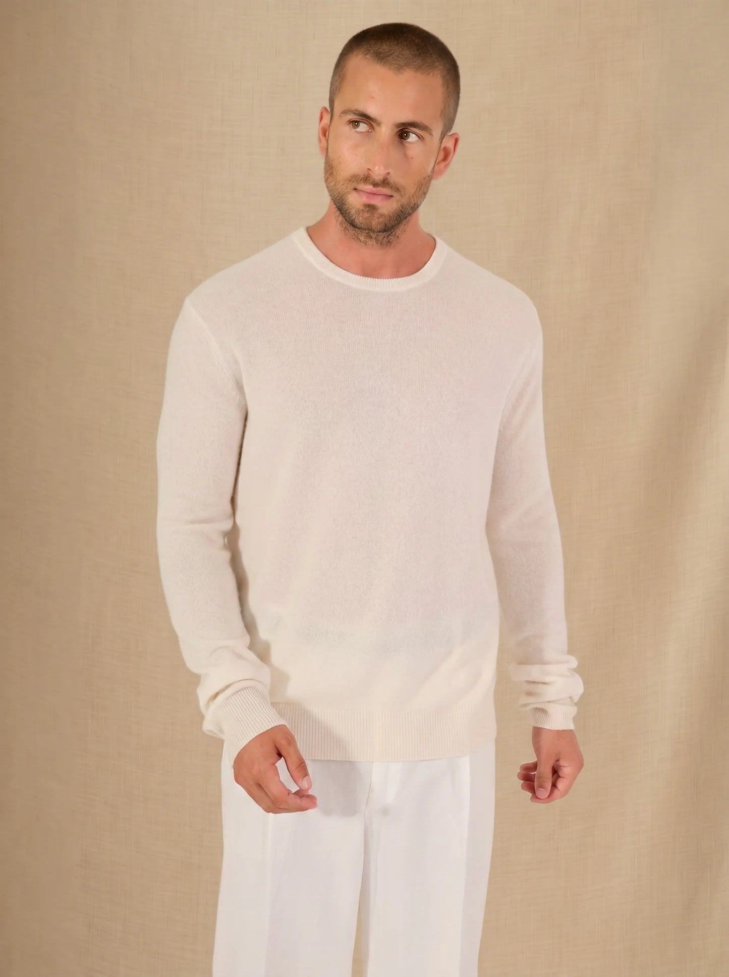 BLAKE pull col rond ivoire