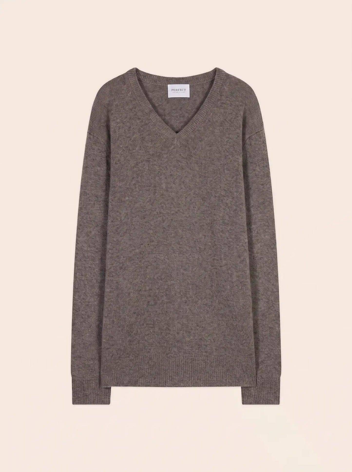 ENZO sweater v-neck 4 ply heather taupe