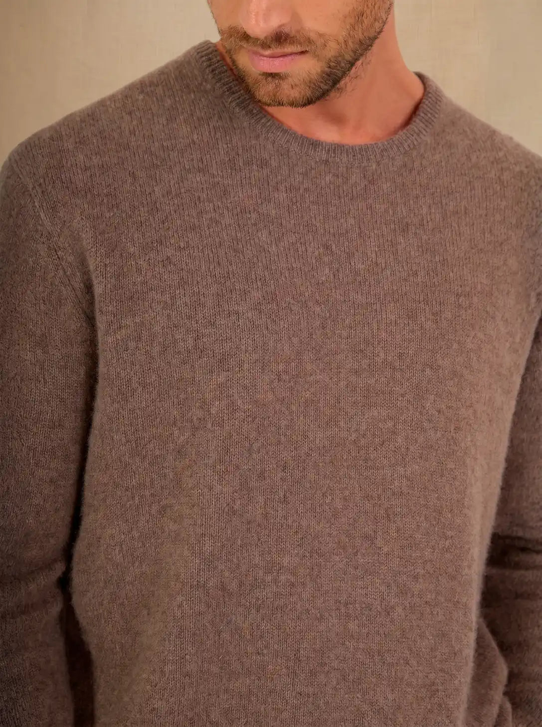 EDEN pullover rundhalsausschnitt 4-fädig taupe meliert