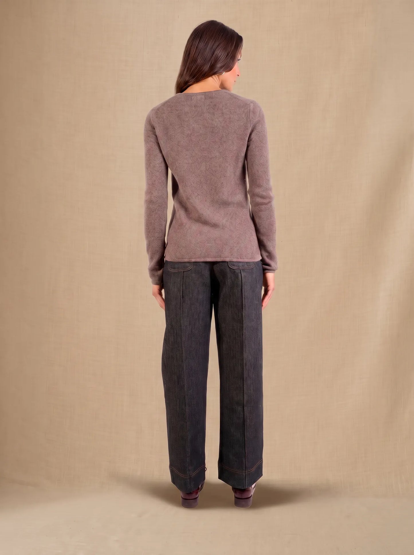 GABY sweater v-neck 4 ply heather taupe