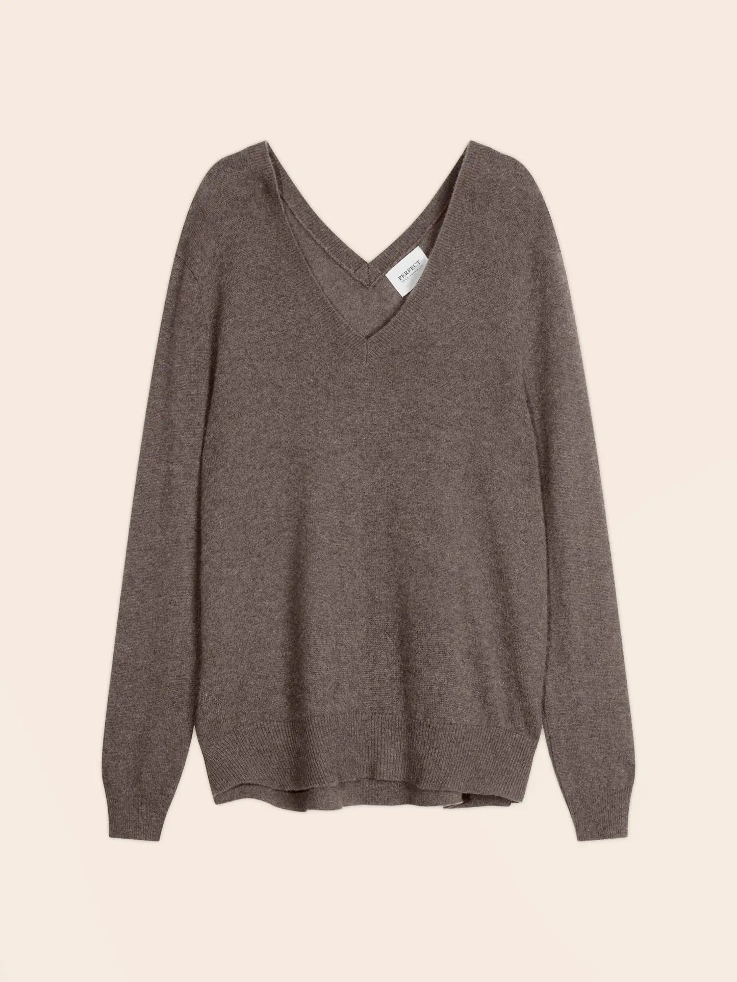 LOVA sweater v-neck devant and dos heather taupe