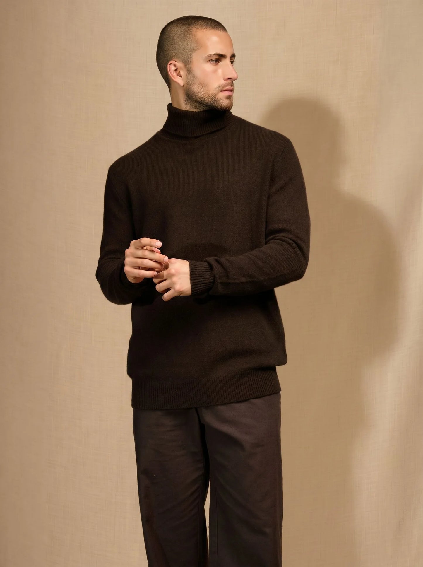 MARIUS sweater turtleneck 4 ply chocolate