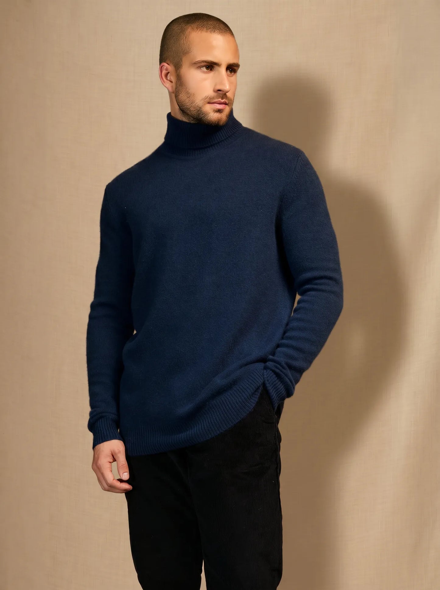 MARIUS sweater turtleneck 4 ply midnight