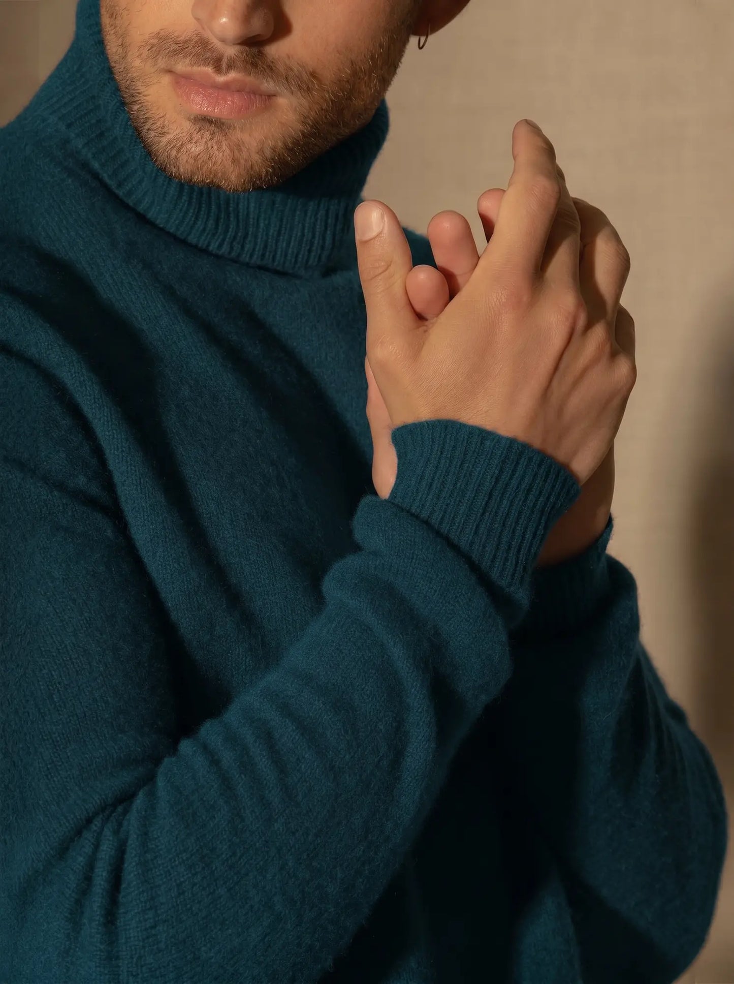 MARIUS sweater turtleneck 4 ply teal green