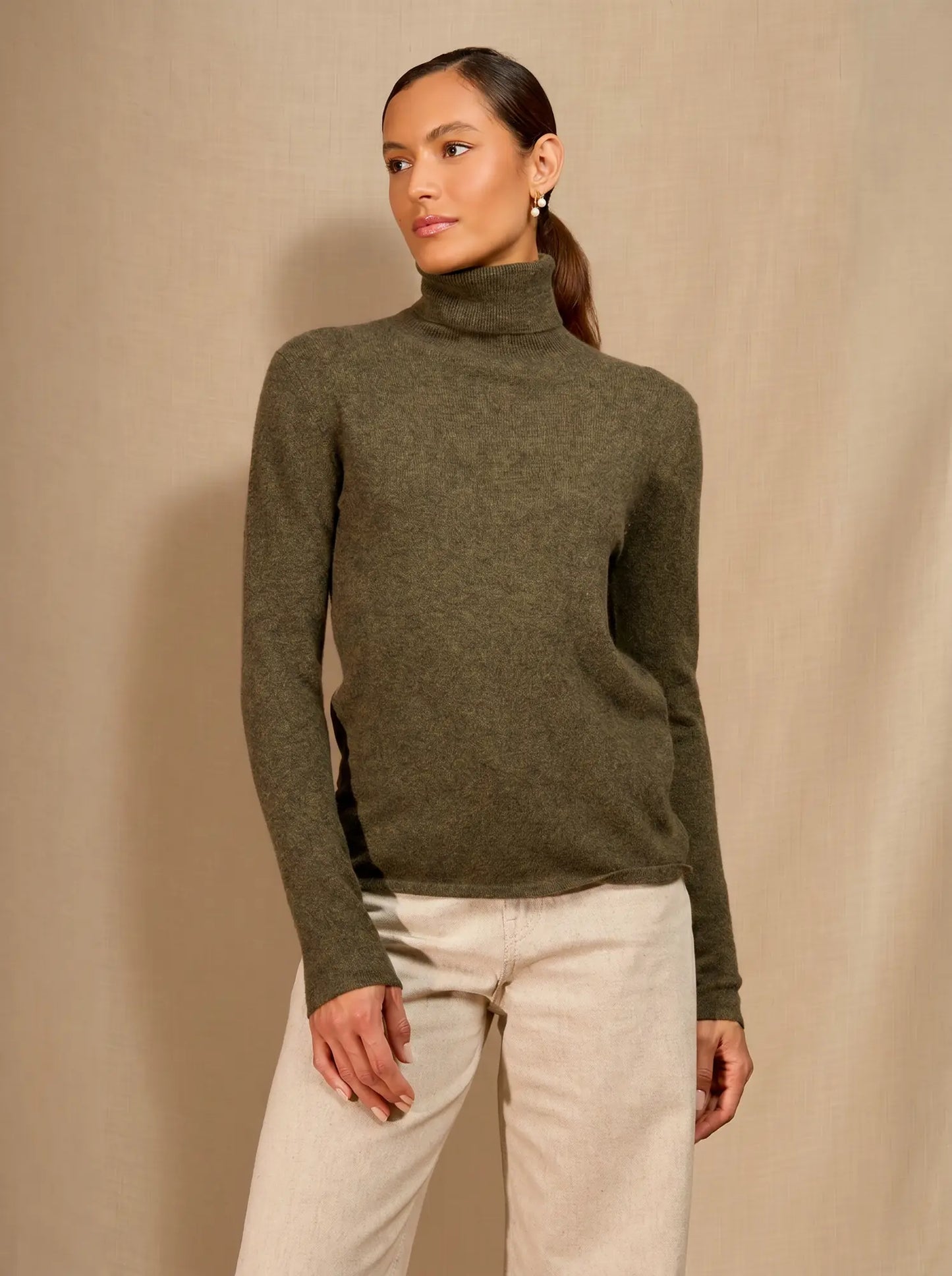 ASHLEY sweater turtleneck heather army green