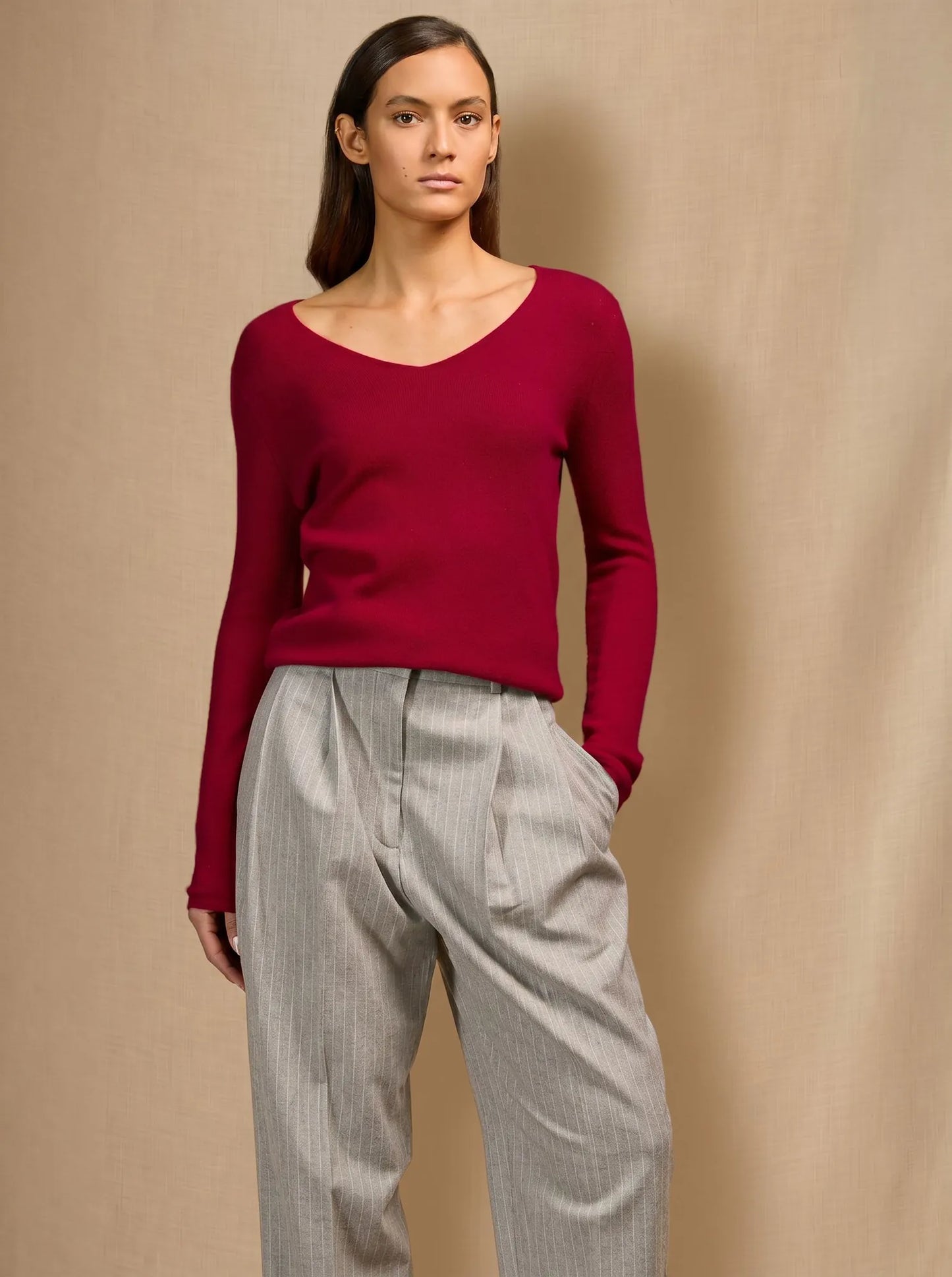 SHANNON sweater v-neck raspberry