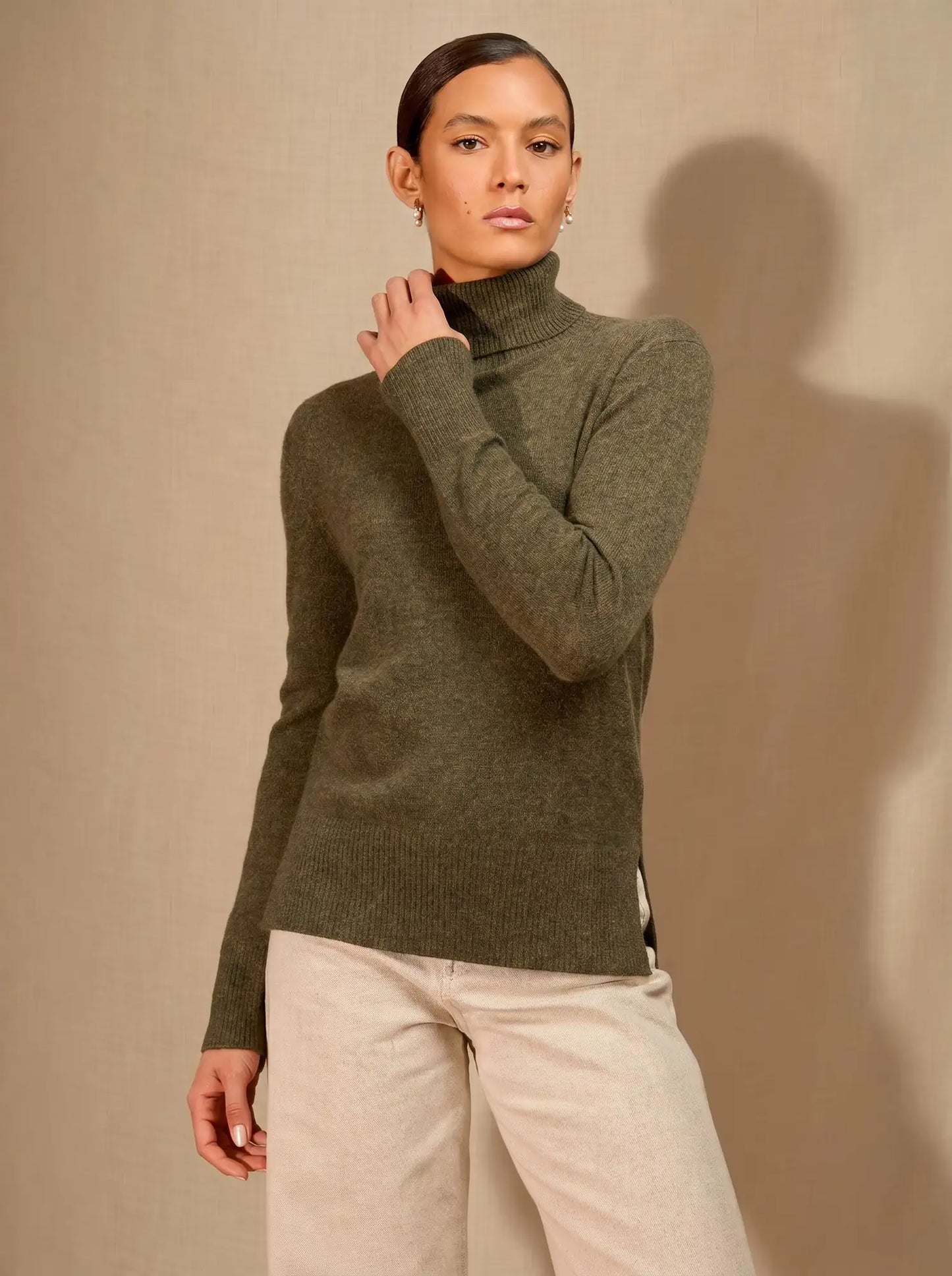 CAM sweater turtleneck heather army green