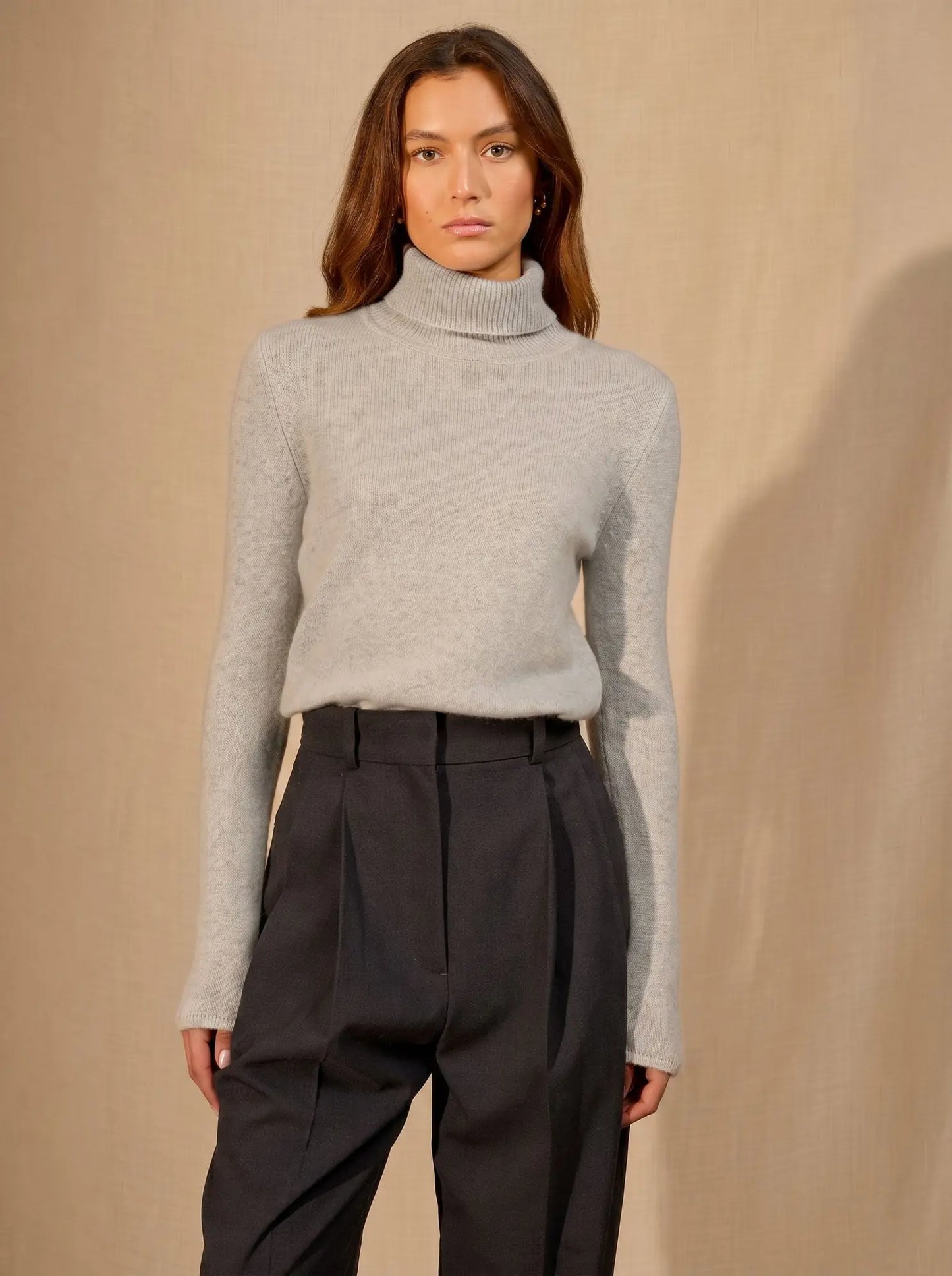 WILLOW sweater turtleneck 4 ply heather glacier