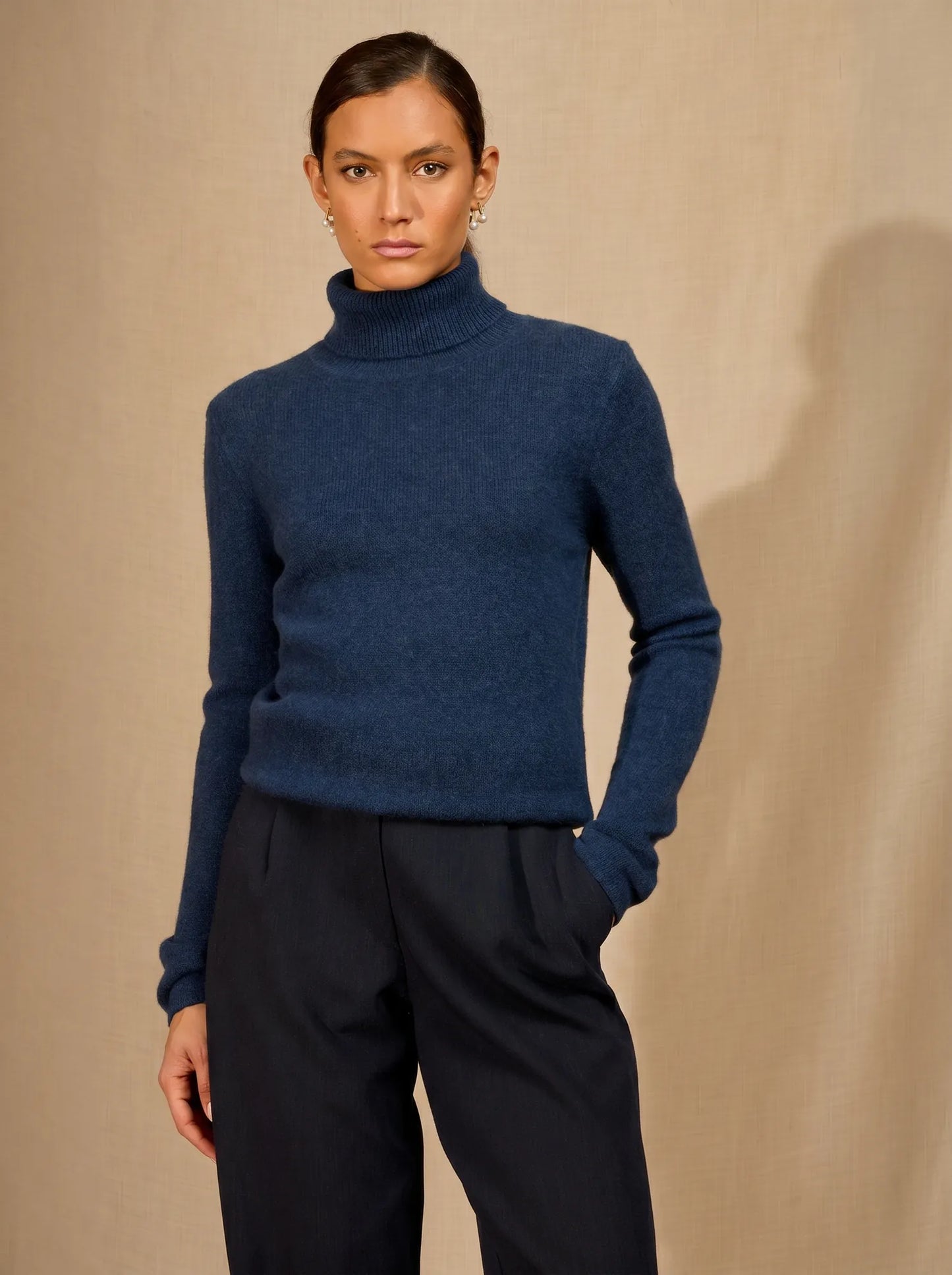 WILLOW sweater turtleneck 4 ply heather ocean