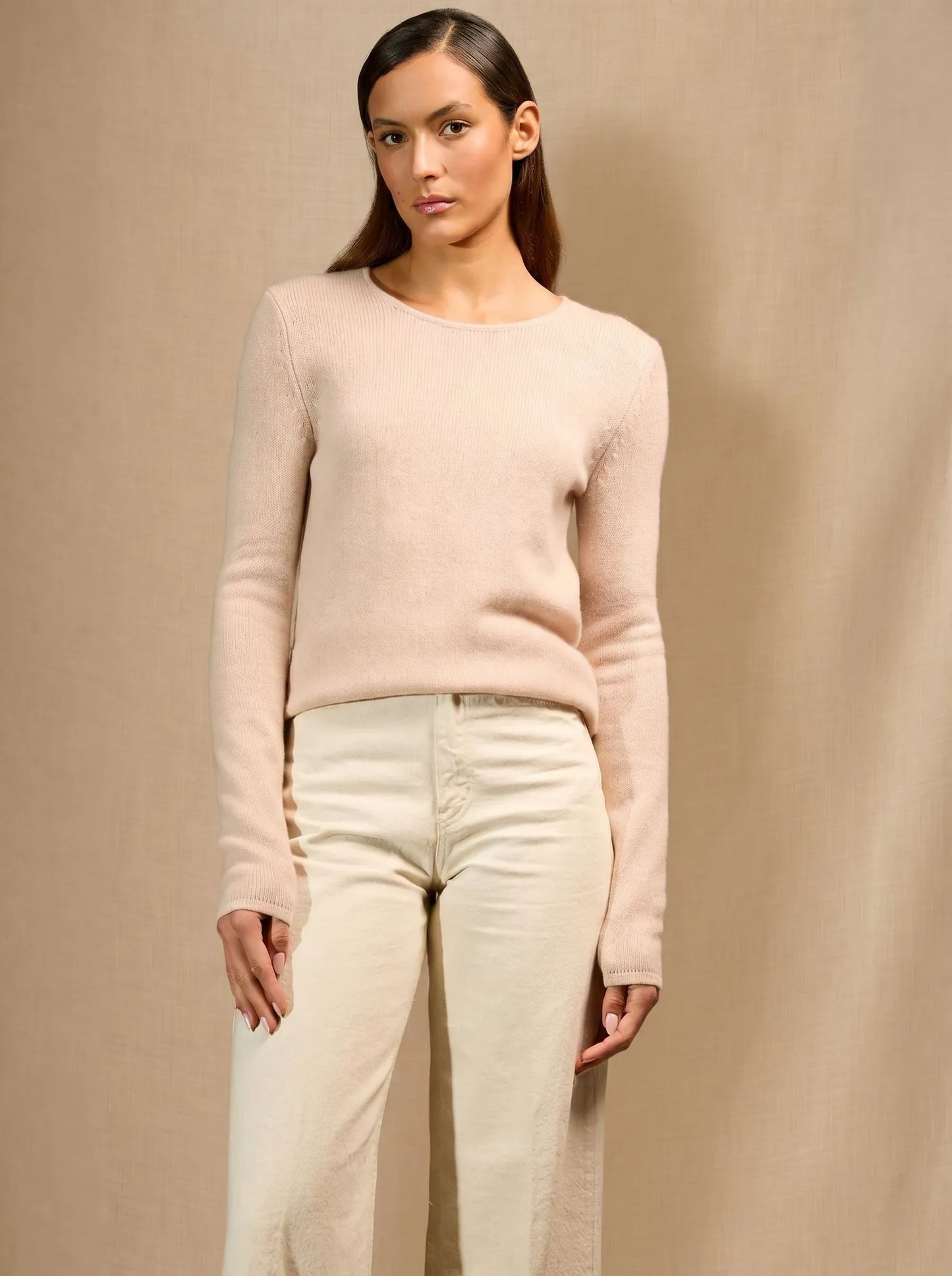 MARYA sweater crew neck 4 ply nude