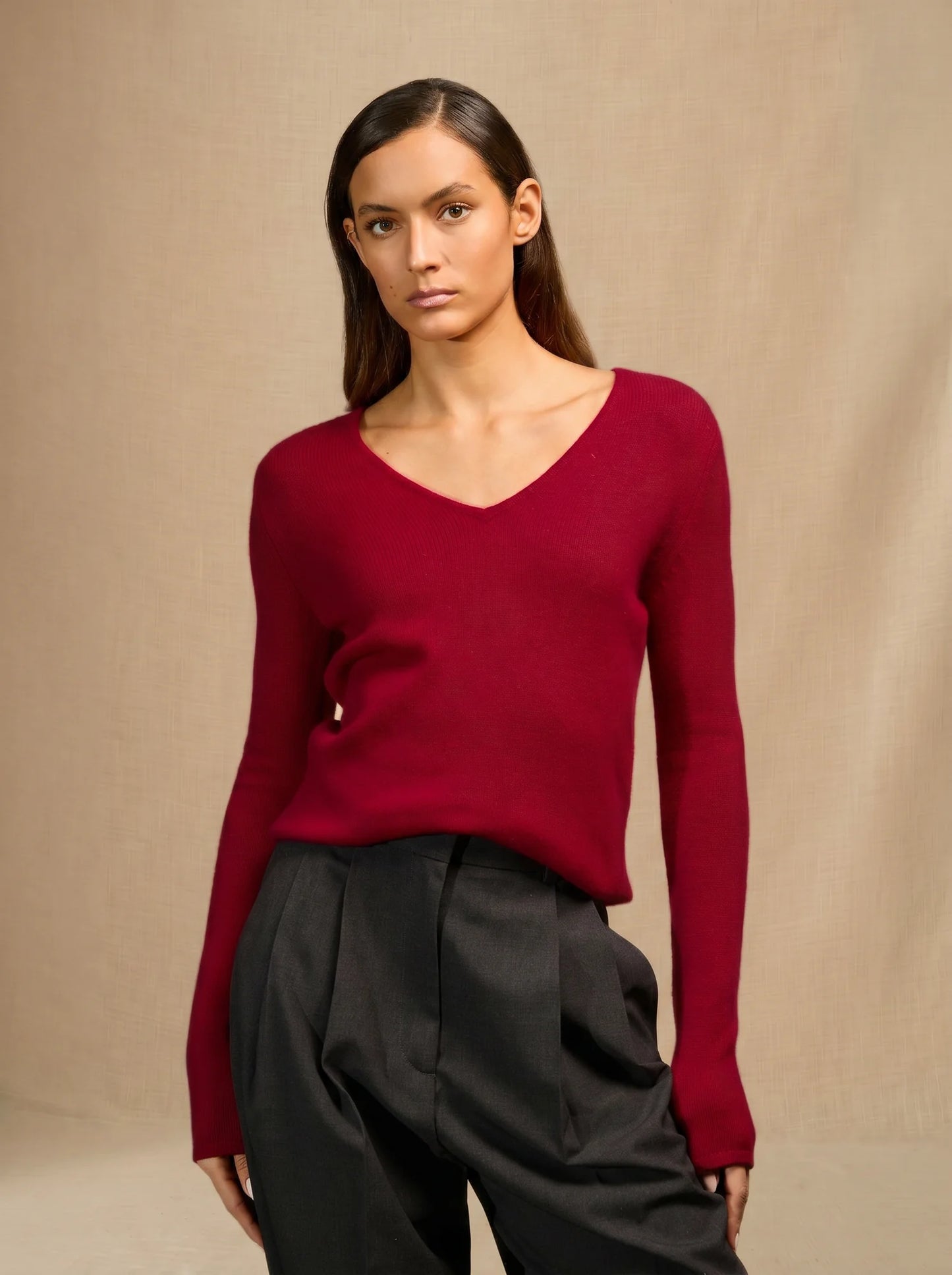 GABY sweater v-neck 4 ply raspberry