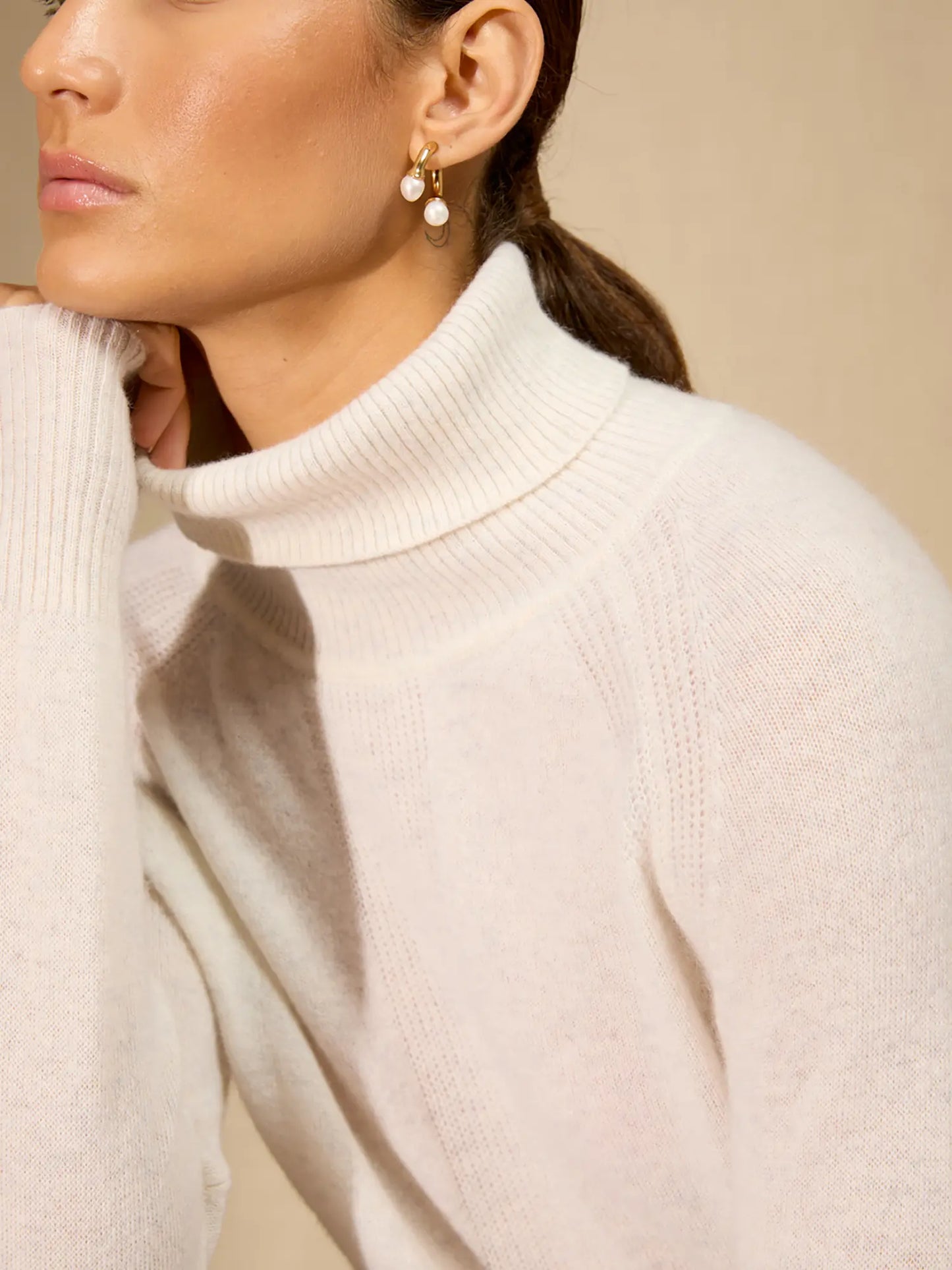 FLORIVIEN pullover rollkragen weiß meliert
