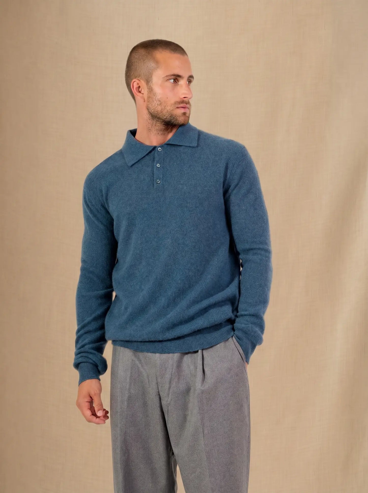 ALEX polo long sleeve heather teal green
