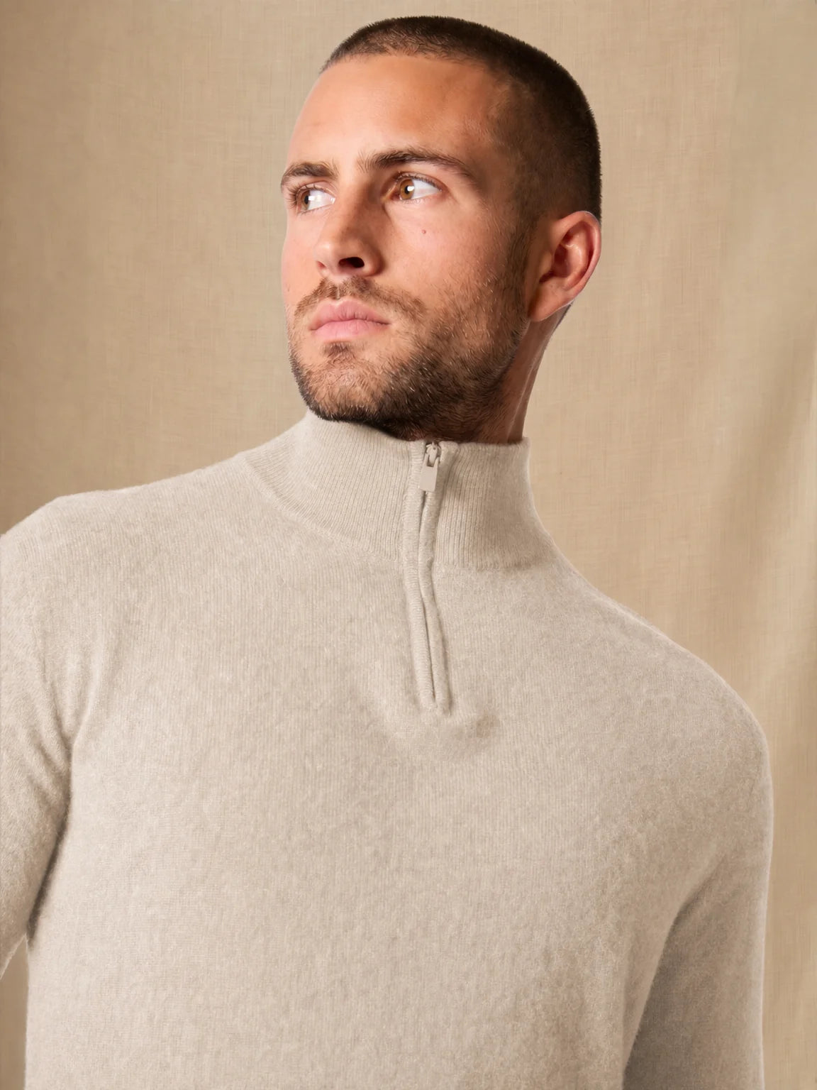 GREG sweater cuffed beanie heather beige