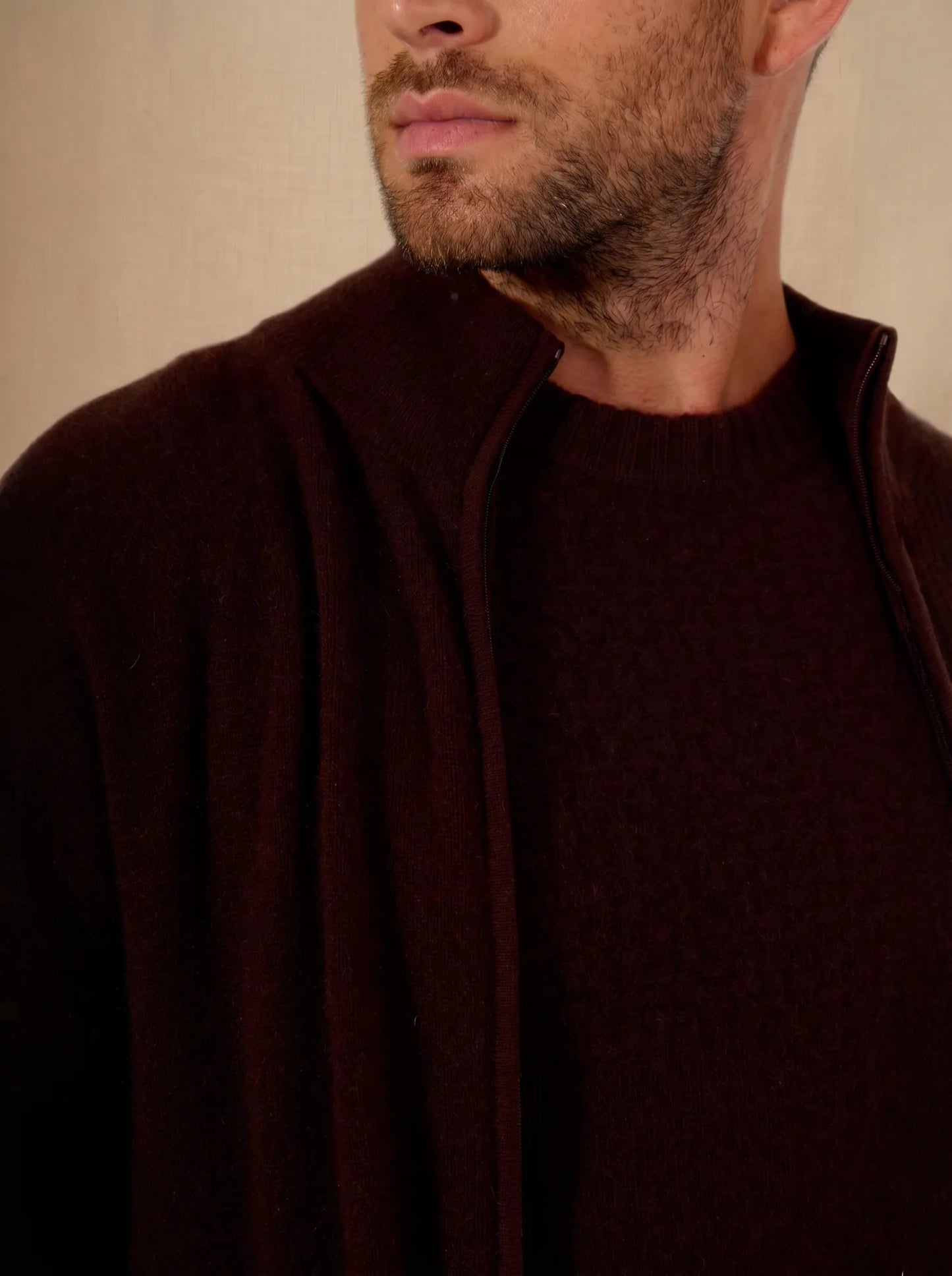 CODY vest zipped mock neck chocolate
