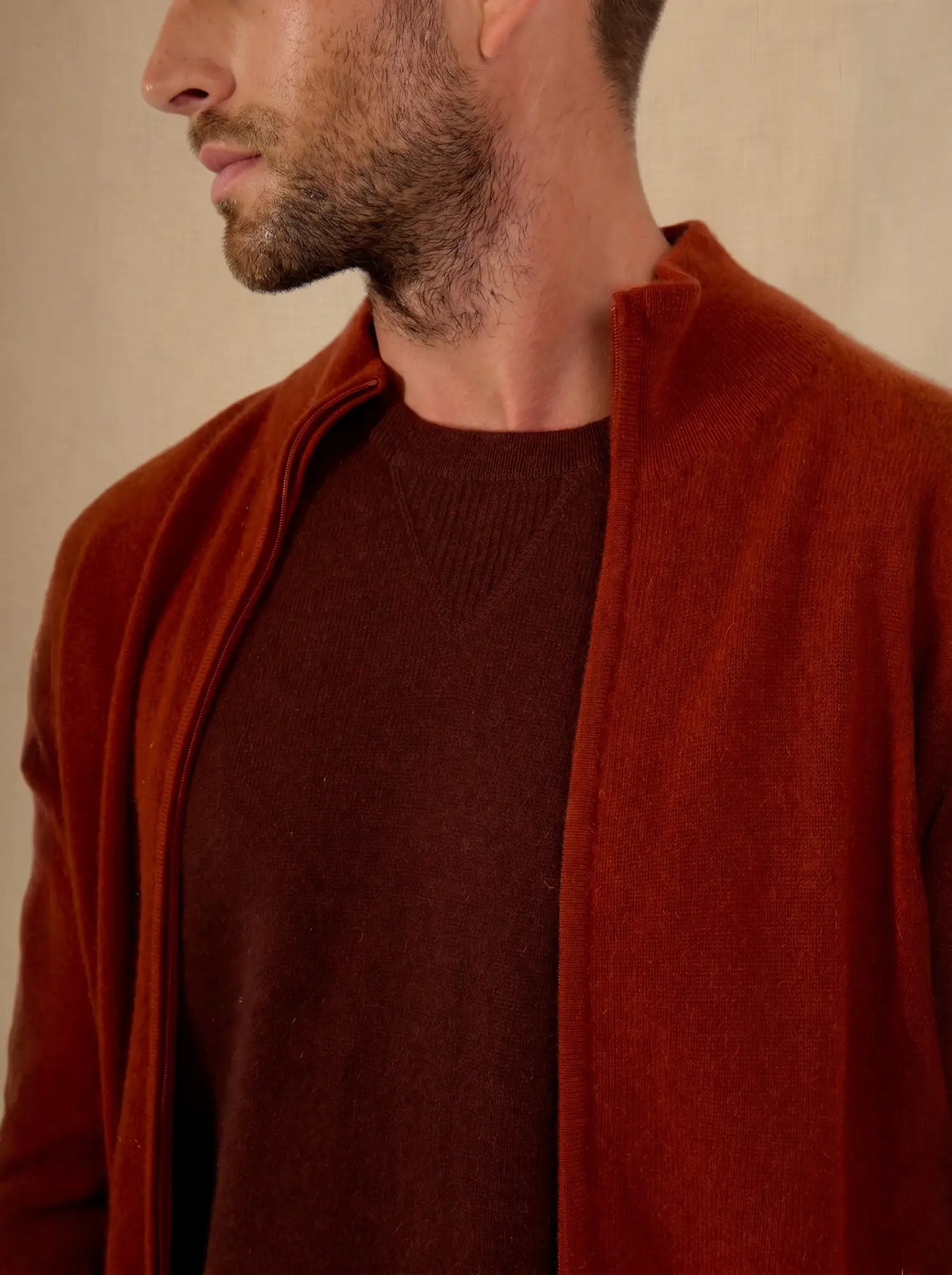 CODY vest zipped mock neck squirrel