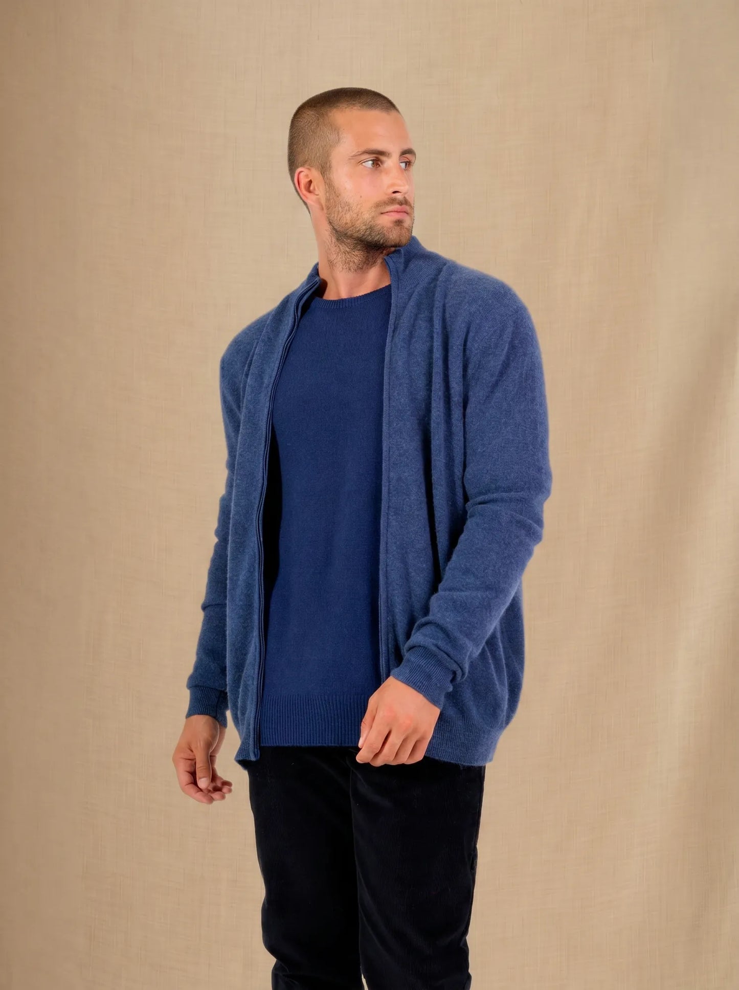 CODY vest zipped mock neck heather ocean